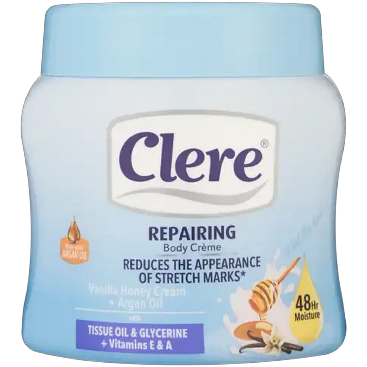 Image of Clere Vanilla Honey Cream Luscious Body Cream Tub 500ml