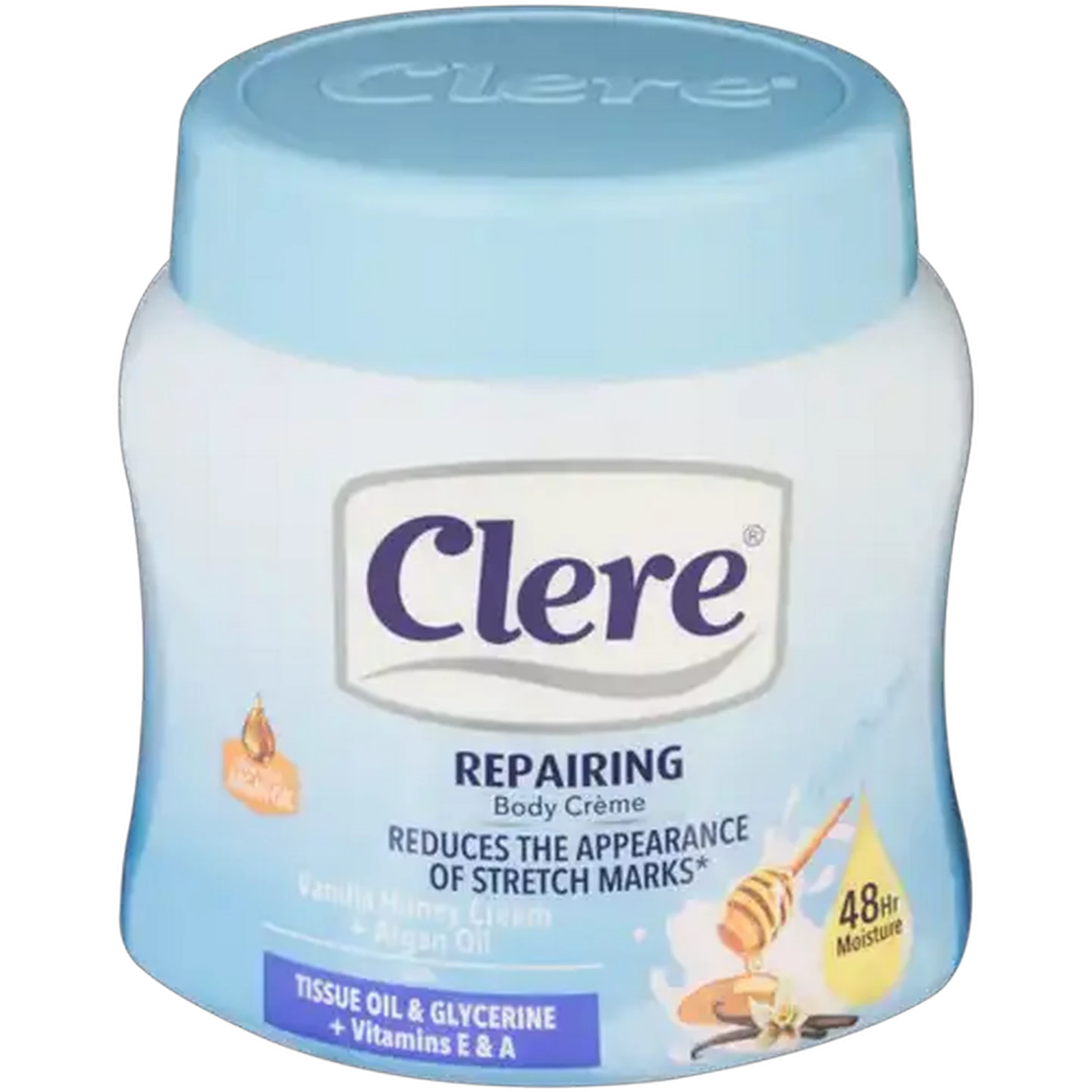 Image of Clere Vanilla Honey Cream Luscious Body Cream Tub 500ml