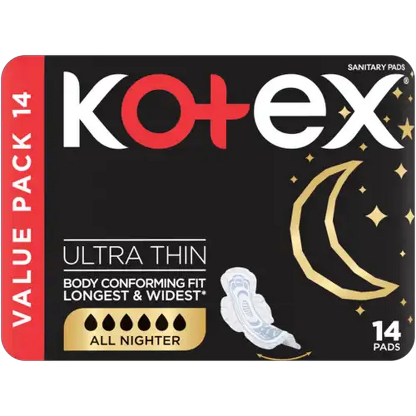 Image of Kotex All Nighter Ultra Sanitary Pads Value Pack 14 Pack
