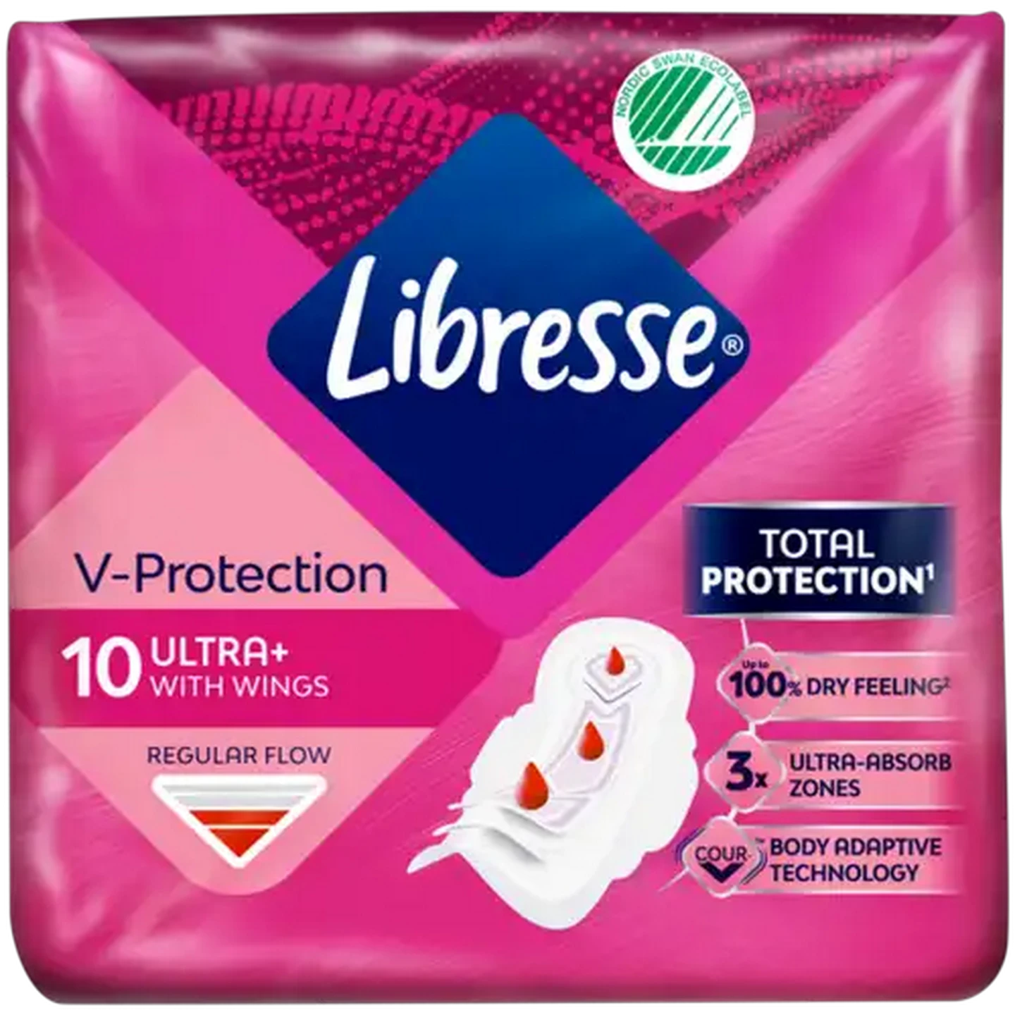 Image of Libresse Regular Flow Ultra+ Sanitary Pads with Wings 10 Pack
