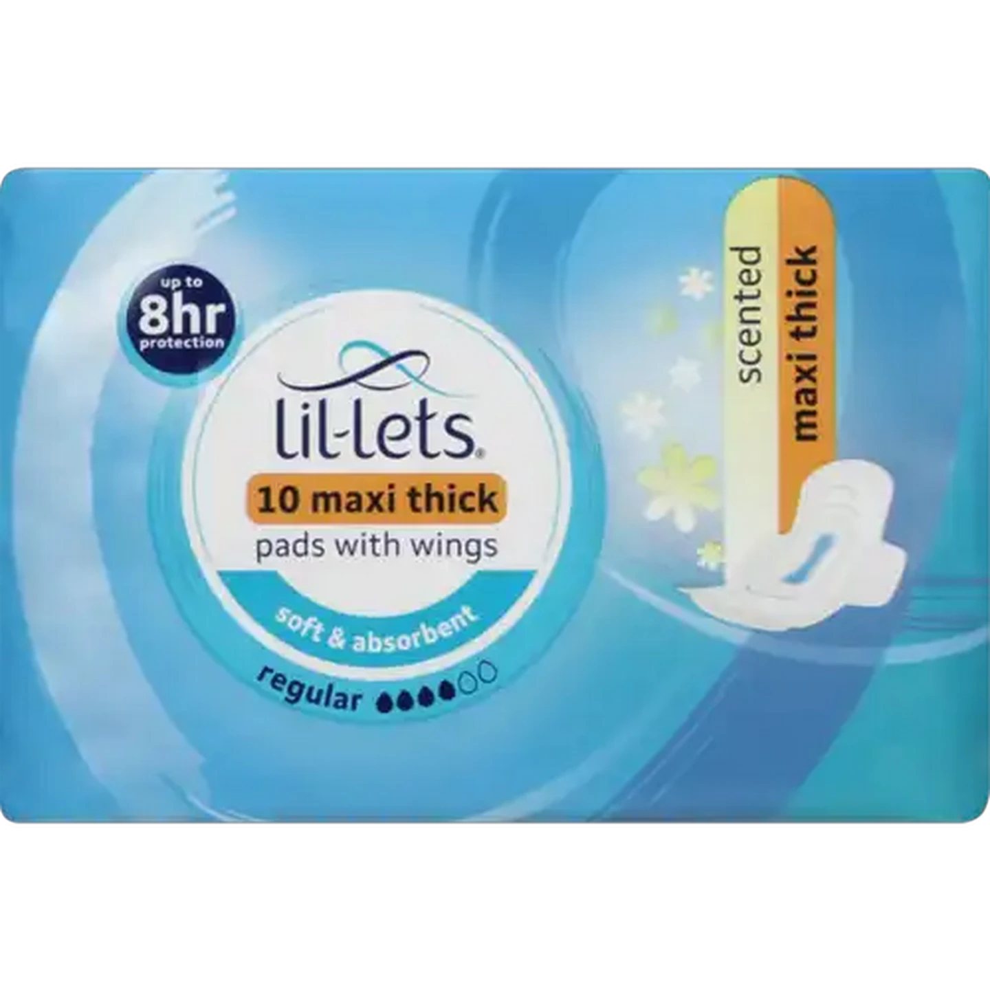 Image of Lil-Lets Regular Scented Maxi Thick Pads with Wings 10-Pack