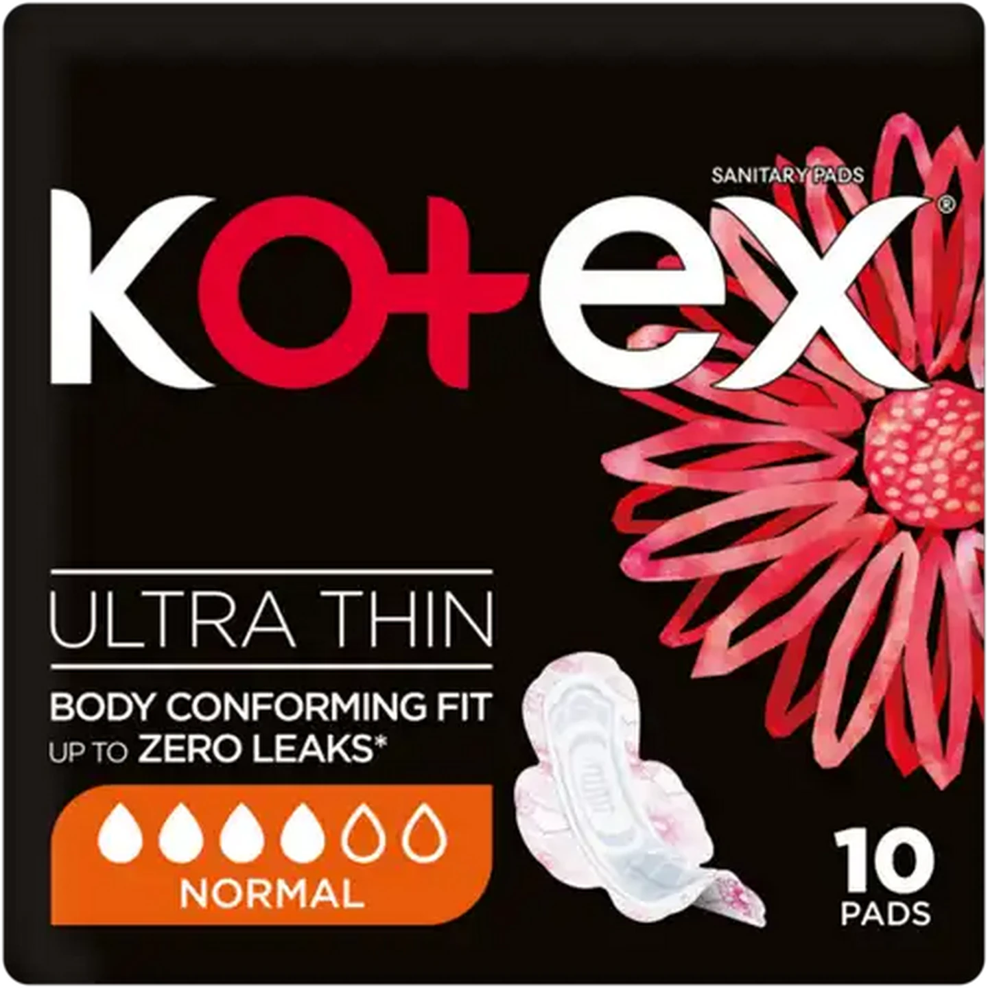 Image of Kotex Normal Ultra Thin Sanitary Pads with Wings 10 Pack