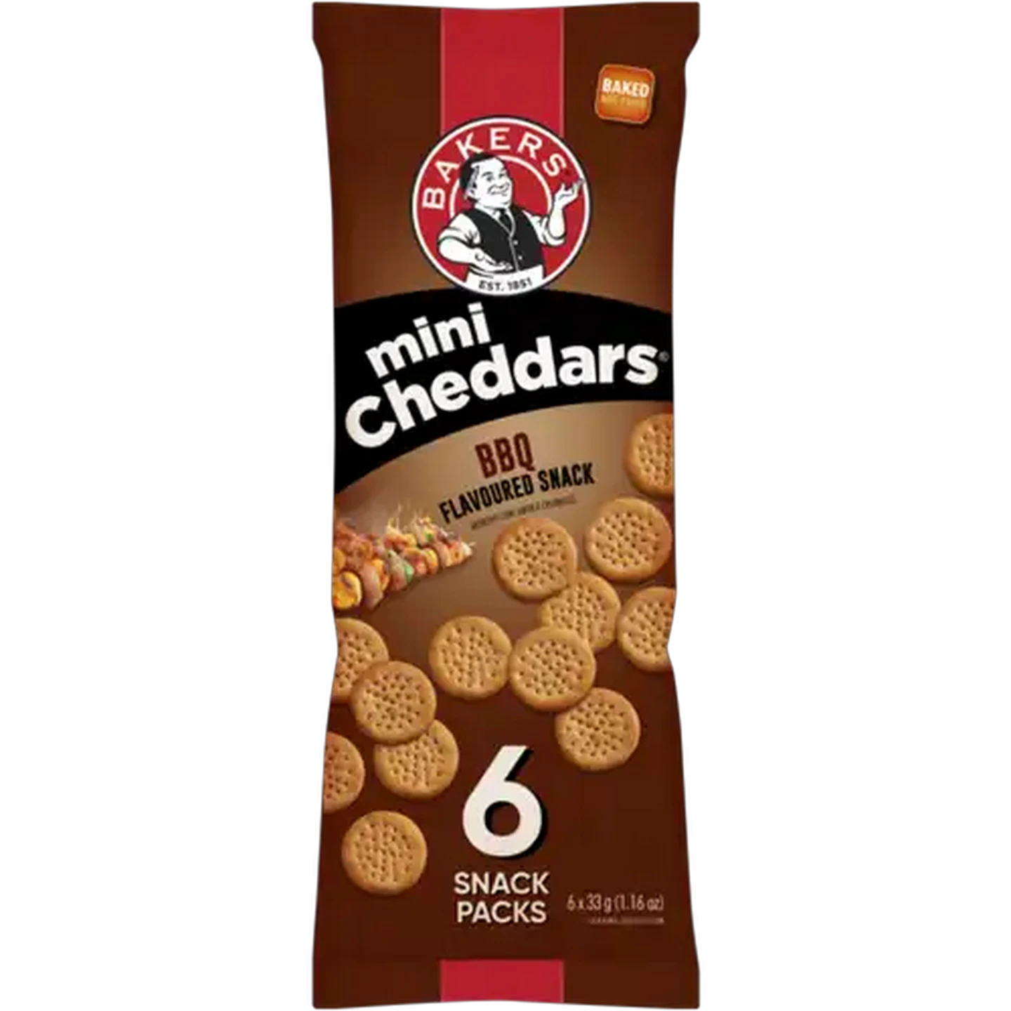Image of Bakers BBQ Flavoured Mini Cheddars Pack 6 x 33g