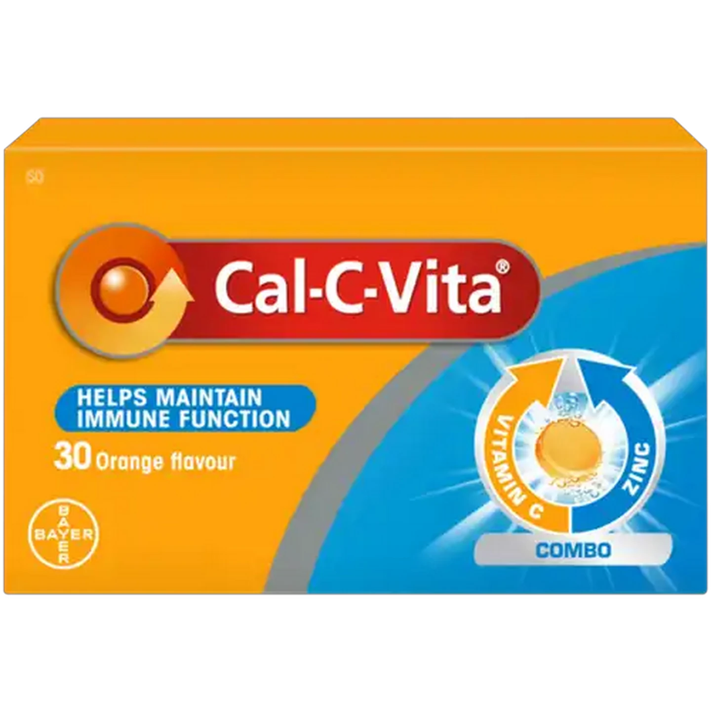 Image of Cal-C-Vita Combo Orange Flavour Immune Function Effervescent Tablets 30 Pack