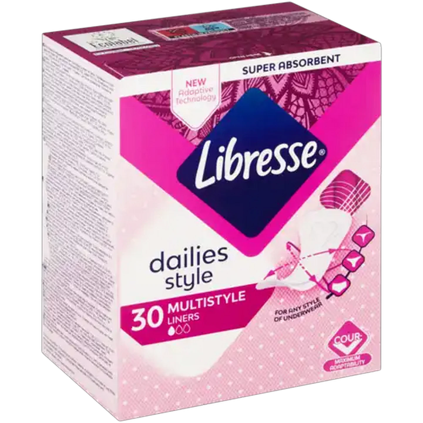 Image of Libresse Daily Fresh Proskin Formula Multistyle Liners 30 Pack