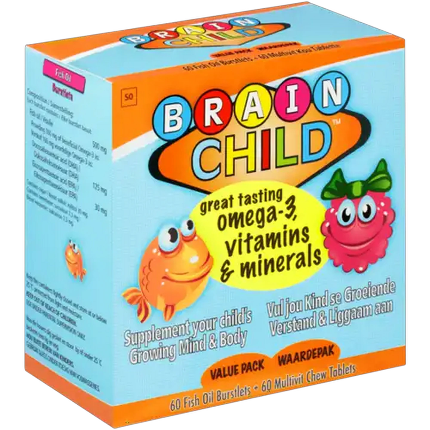 Image of Brain Child Fish Oil Burstlets & Multivitamin Chewable Tablets 2 x 60-Pack