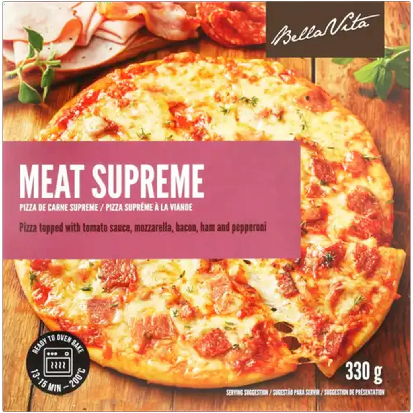 Image of Bella Vita Frozen Meat Supreme Pizza 330g