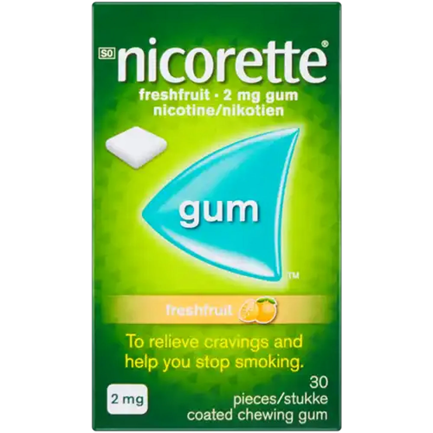 Image of Nicorette Freshfruit 2mg Nicotine Gum 30 Pack