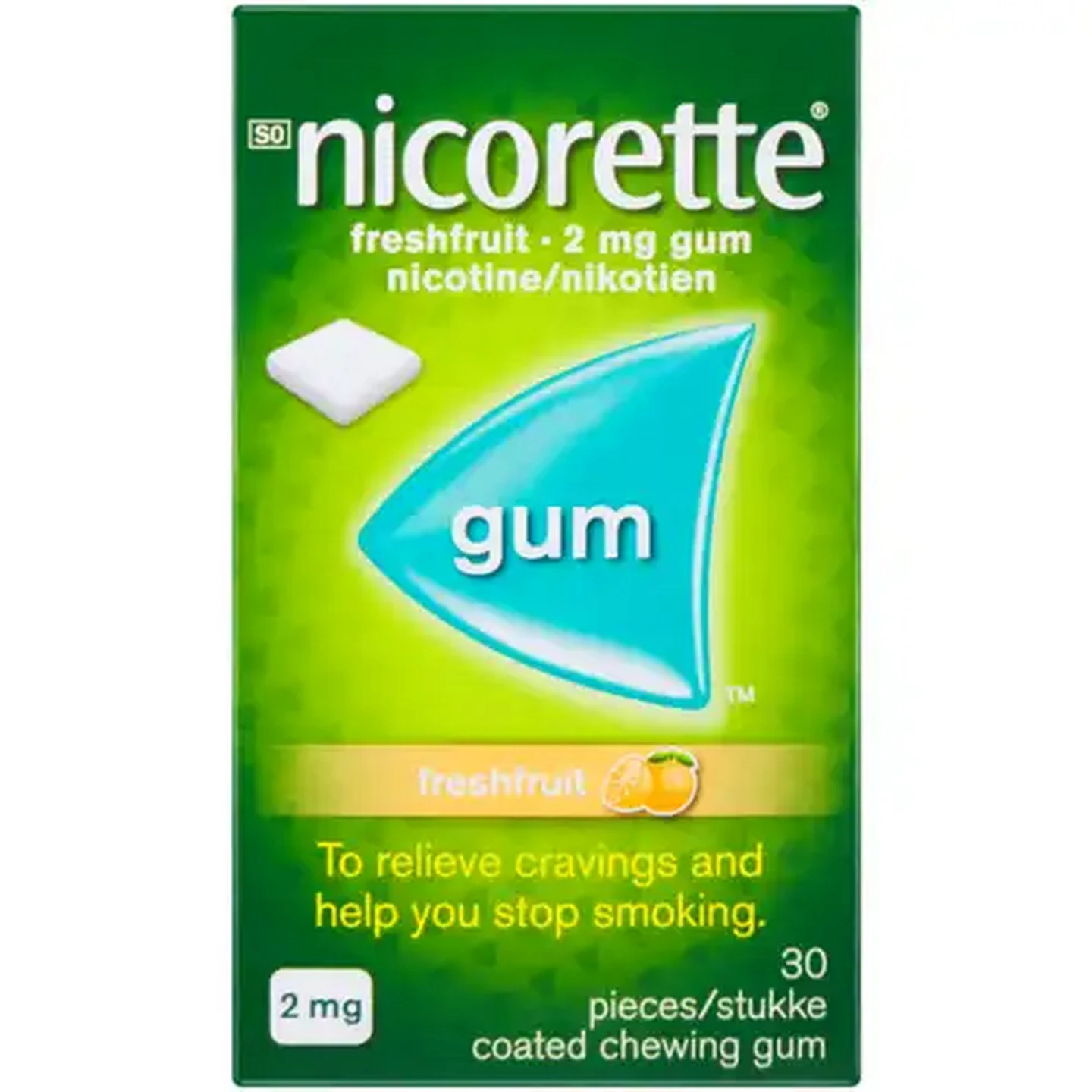 Image of Nicorette Freshfruit 2mg Nicotine Gum 30 Pack