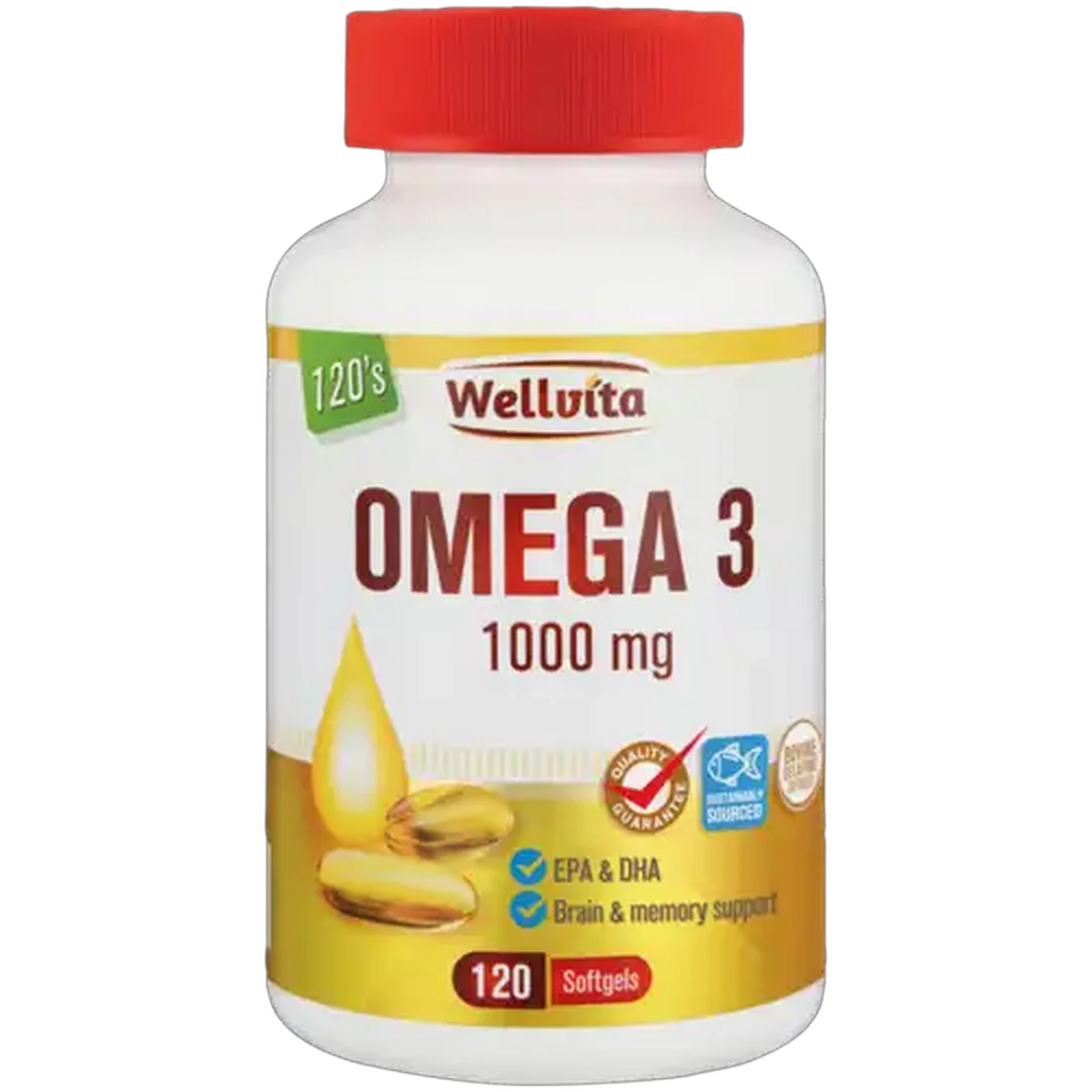 Image of Wellvita 1000mg Omega-3 Softgels 120-Pack