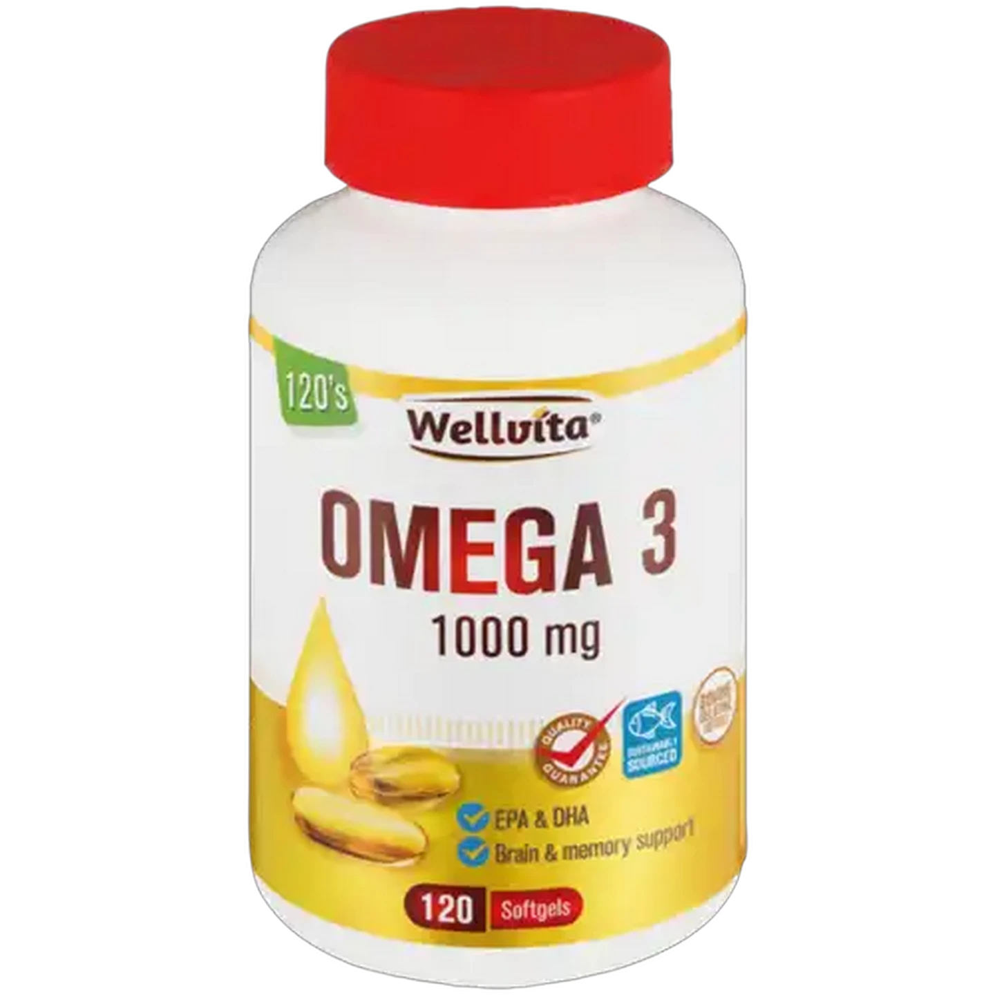 Image of Wellvita 1000mg Omega-3 Softgels 120-Pack