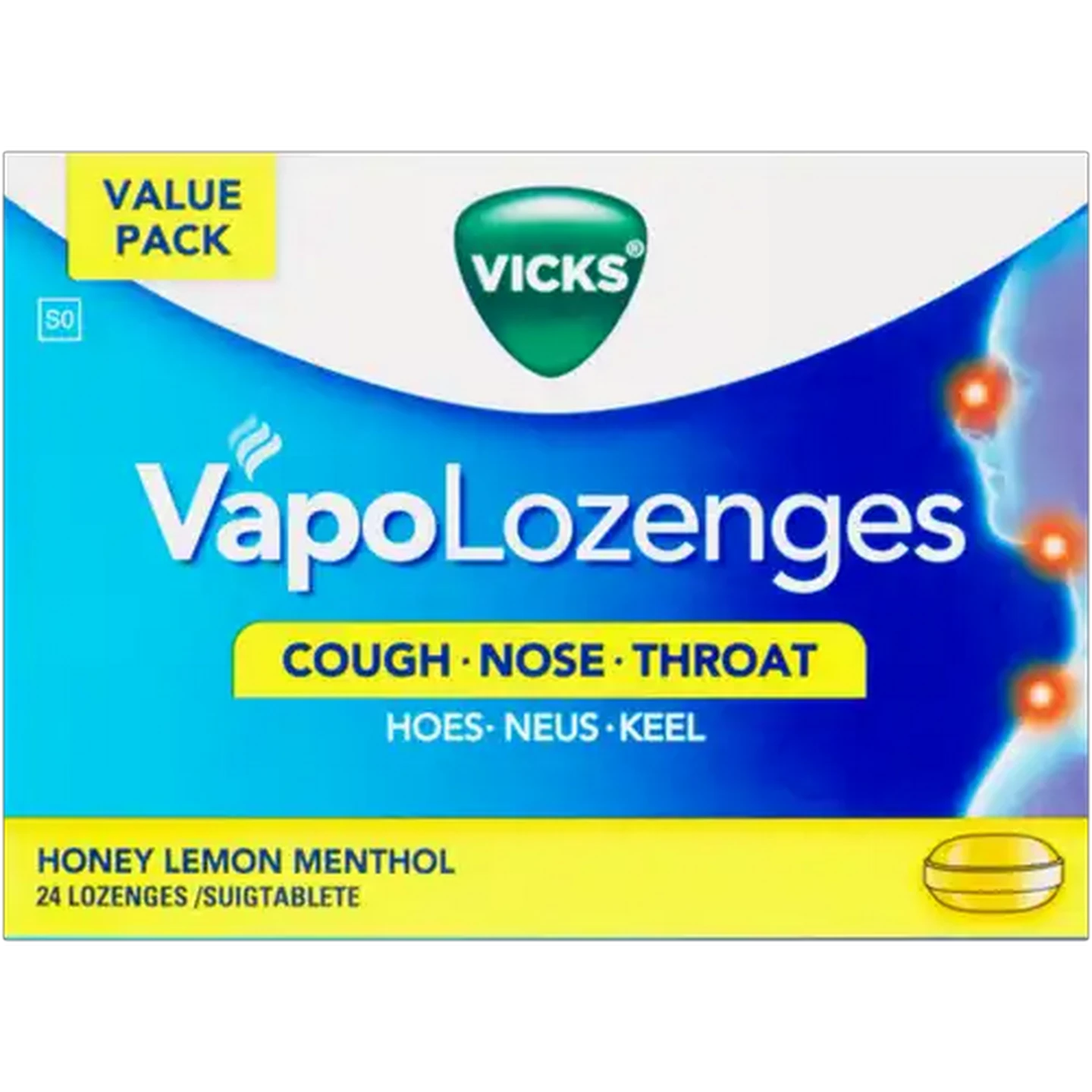 Image of Vicks Vapo Honey Lemon Menthol Lozenges 24 Pack