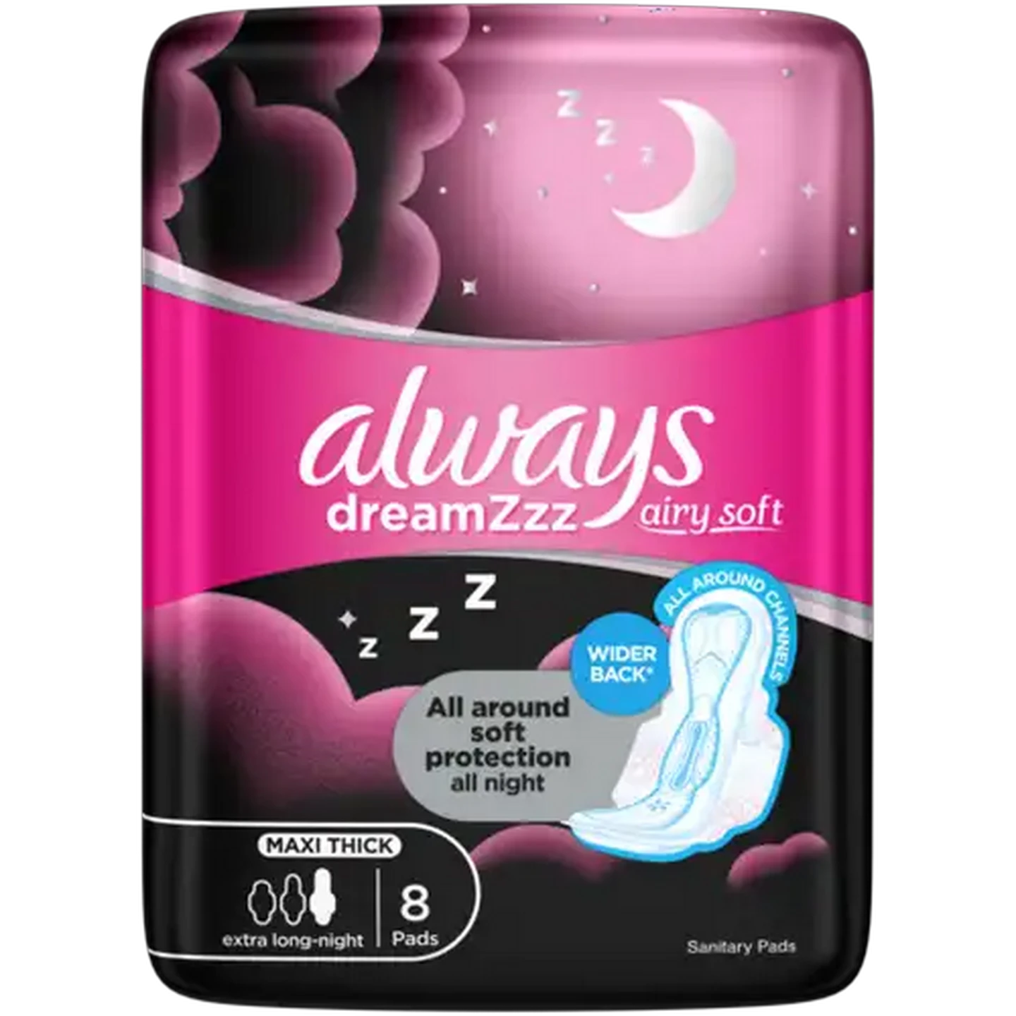 Image of Always Night Maxi Thick Sanitary Pads Cotton Soft 8 Pack