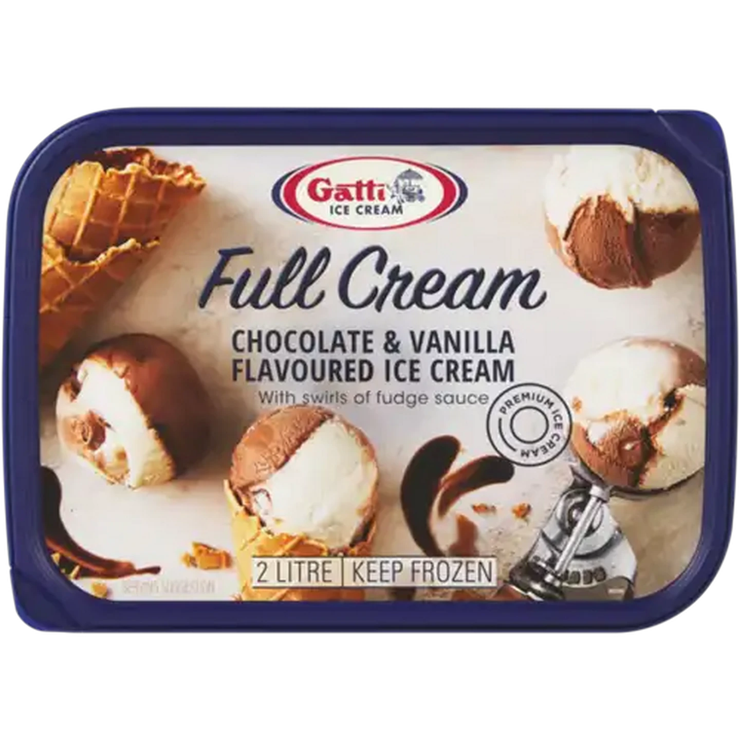 Image of Gatti Ice Cream Chocolate & Vanilla Flavoured Full Cream Ice Cream Tub 2L