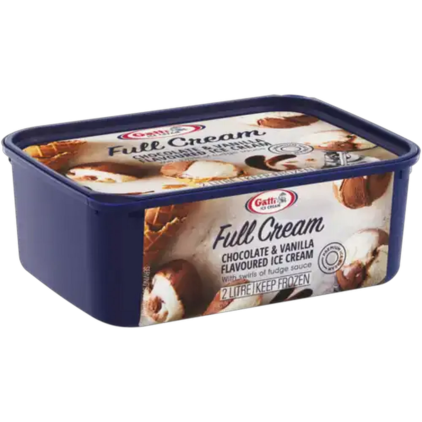 Image of Gatti Ice Cream Chocolate & Vanilla Flavoured Full Cream Ice Cream Tub 2L