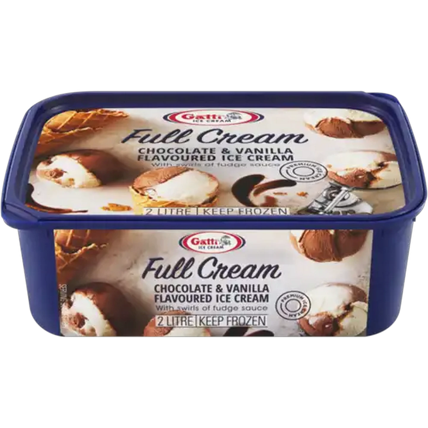 Image of Gatti Ice Cream Chocolate & Vanilla Flavoured Full Cream Ice Cream Tub 2L