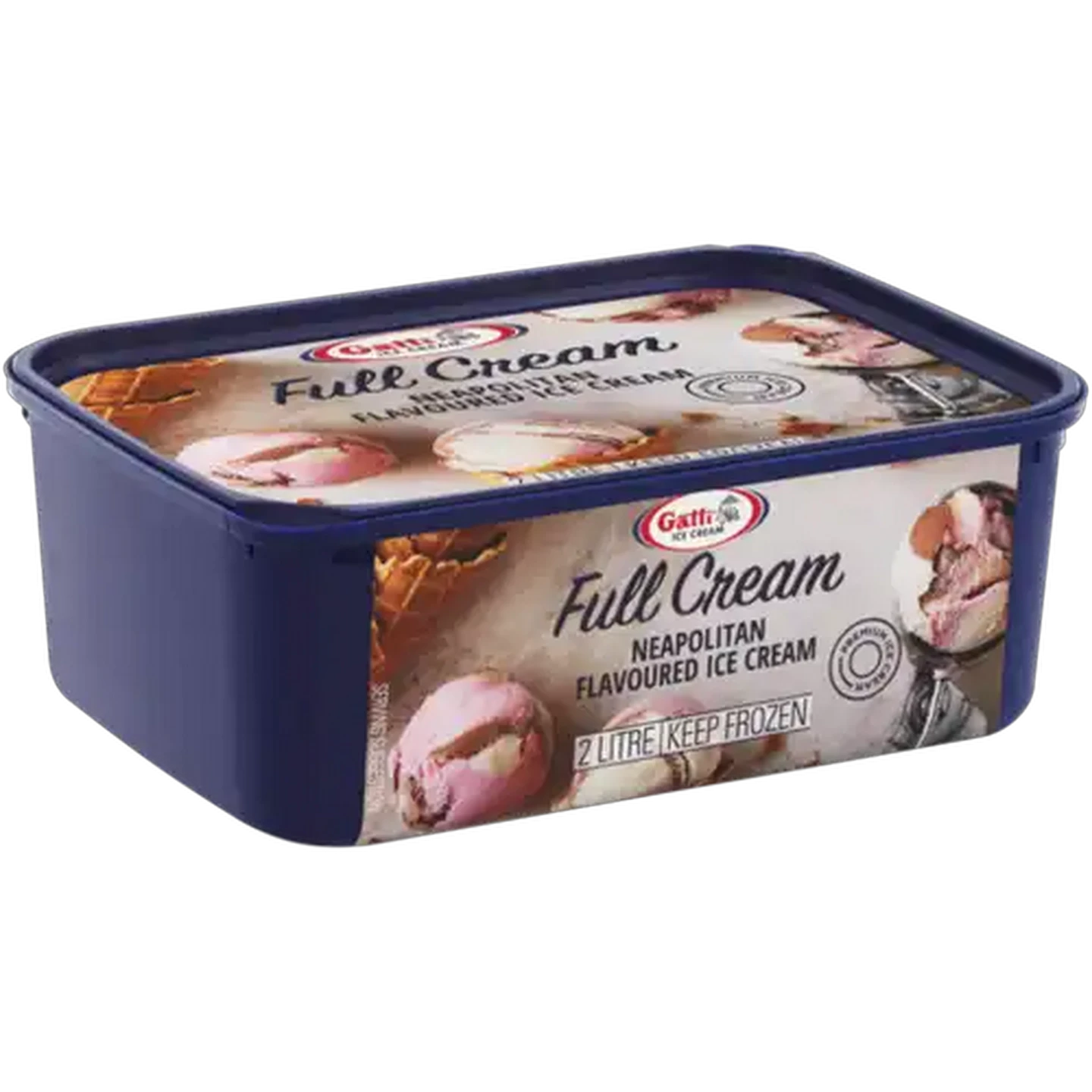 Image of Gatti Ice Cream Neapolitan Flavoured Full Cream Ice Cream Tub 2L