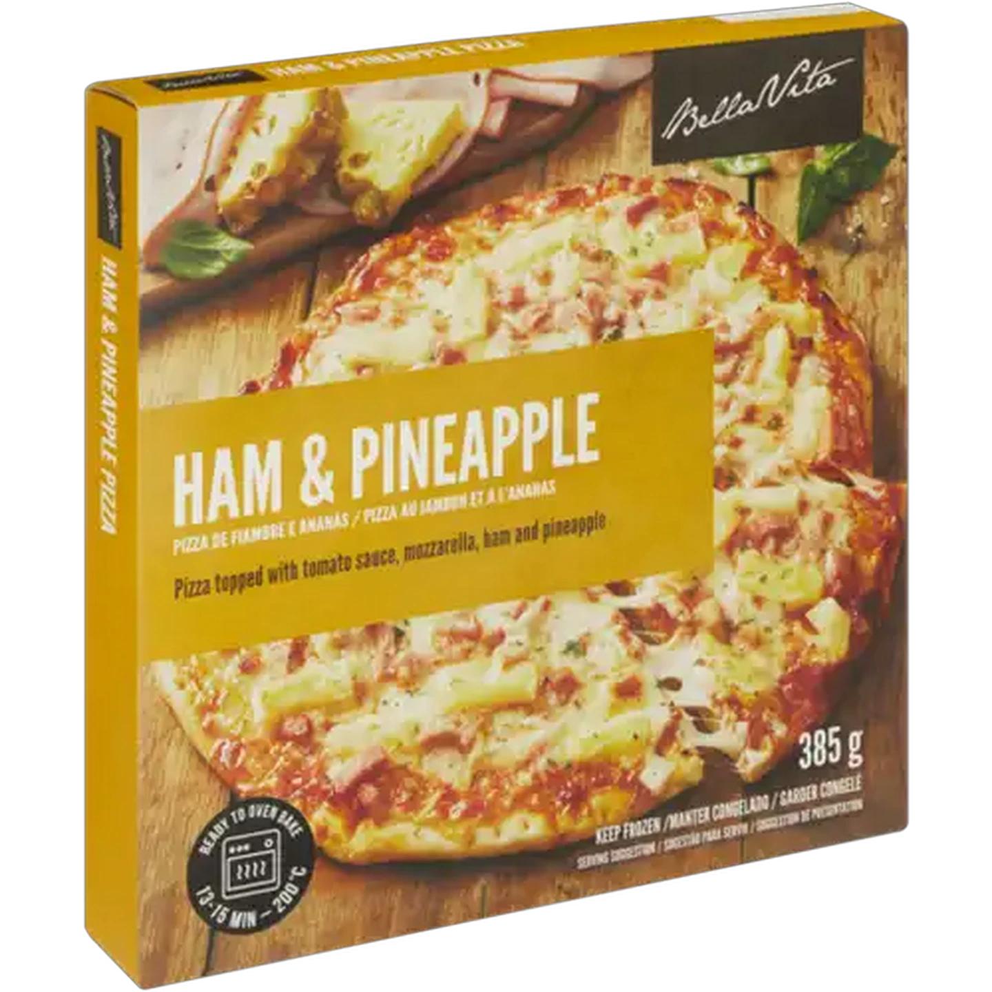 Image of Bella Vita Frozen Ham & Pineapple Pizza 385g
