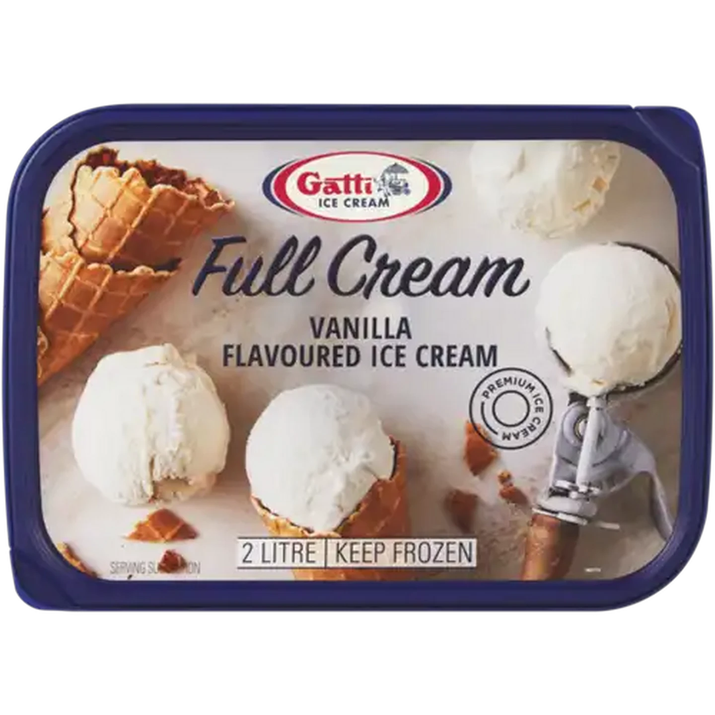 Image of Gatti Ice Cream Vanilla Flavoured Full Cream Ice Cream Tub 2L