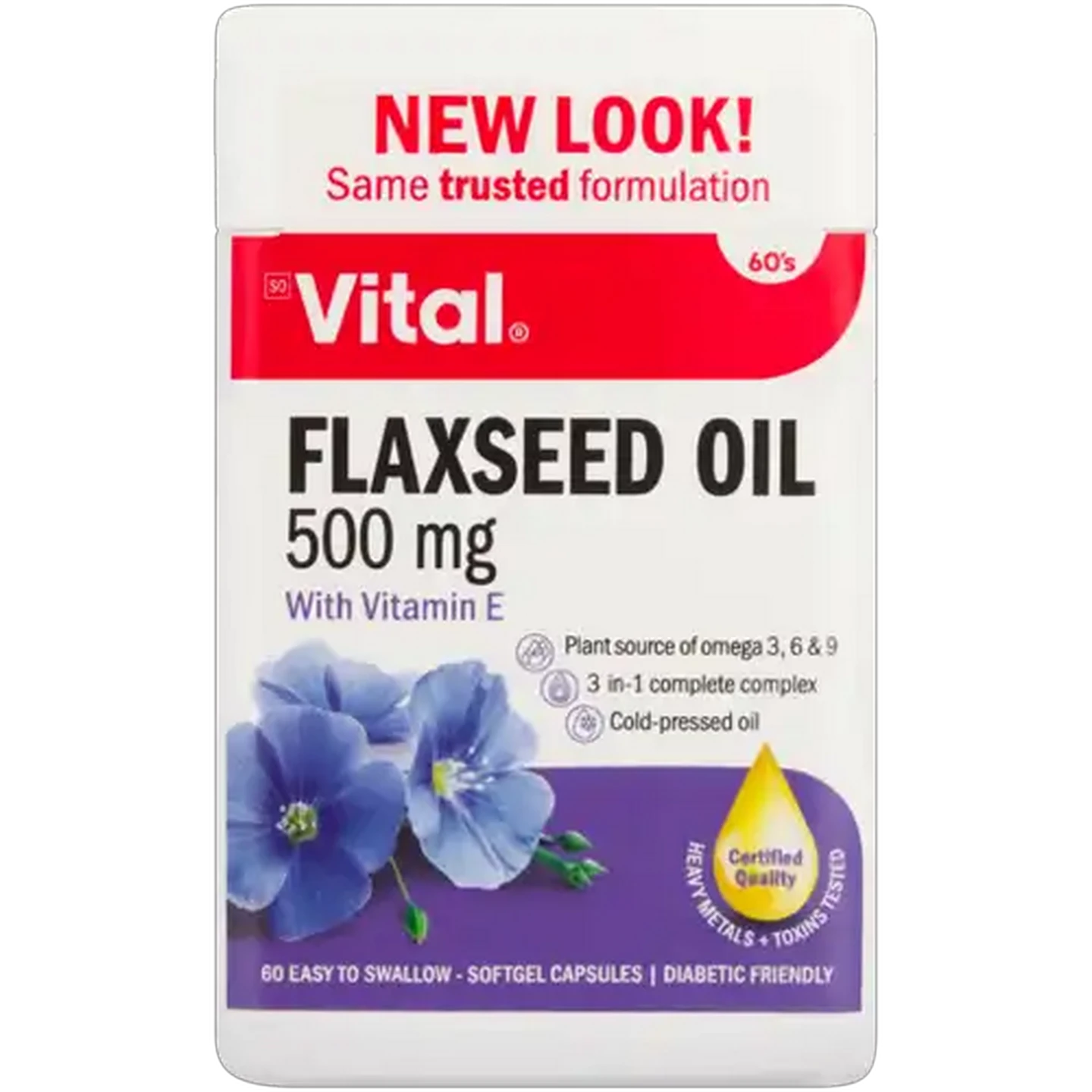 Image of Vital Flaxseed Oil Softgel Capsules 60 Pack