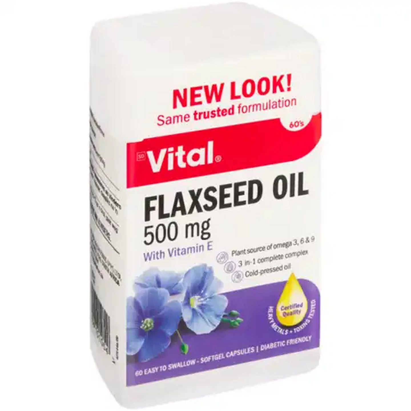 Image of Vital Flaxseed Oil Softgel Capsules 60 Pack