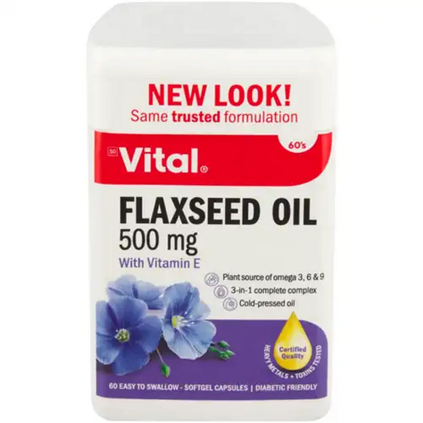Image of Vital Flaxseed Oil Softgel Capsules 60 Pack