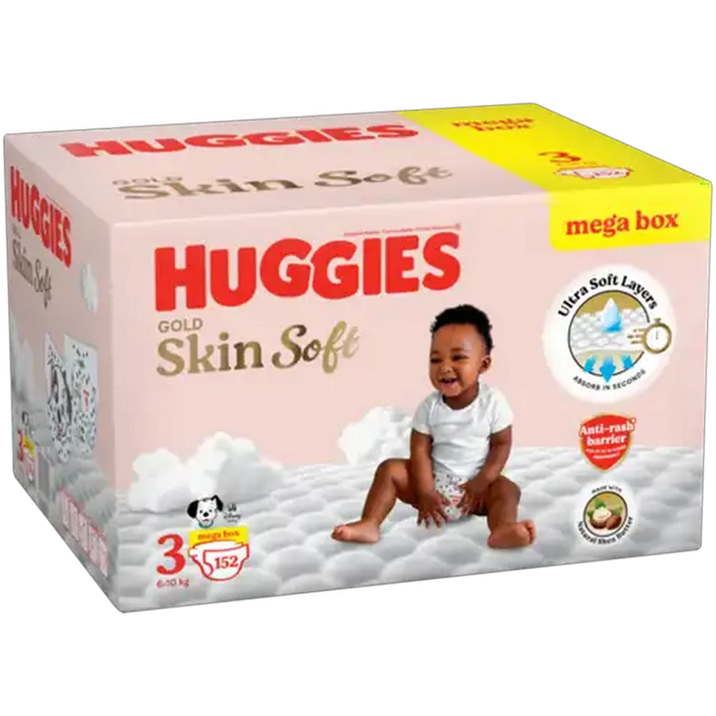Image of Huggies Gold Skin Soft Size 3 Disposable Nappies 152 Pack