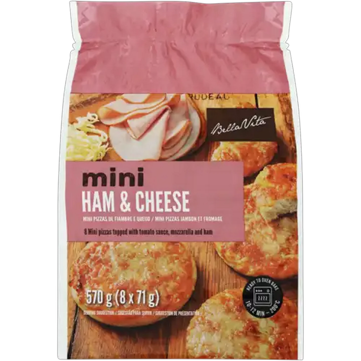 Image of Bella Vita Frozen Mini Ham & Cheese Pizzas 8 x 71g