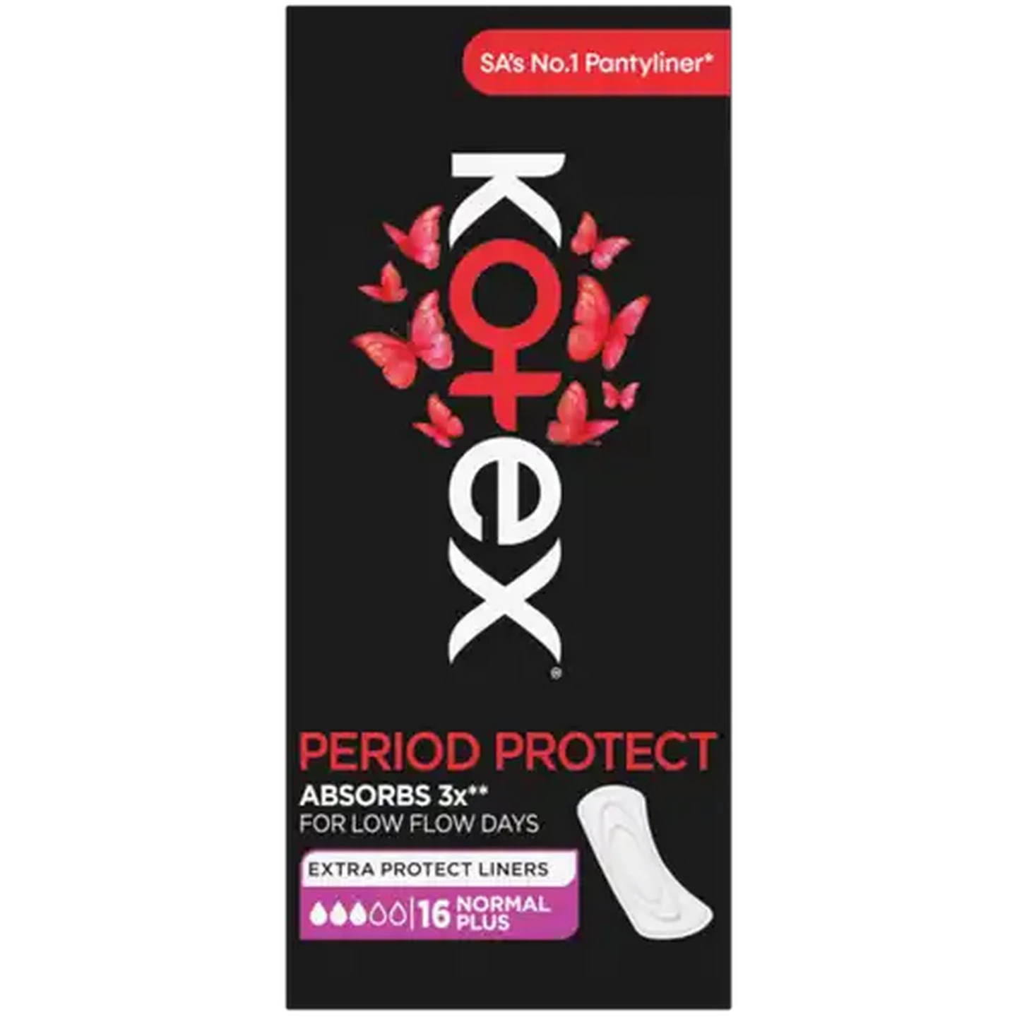 Image of Kotex Period Protect Unscented Normal Plus Pantyliners 16 Pack