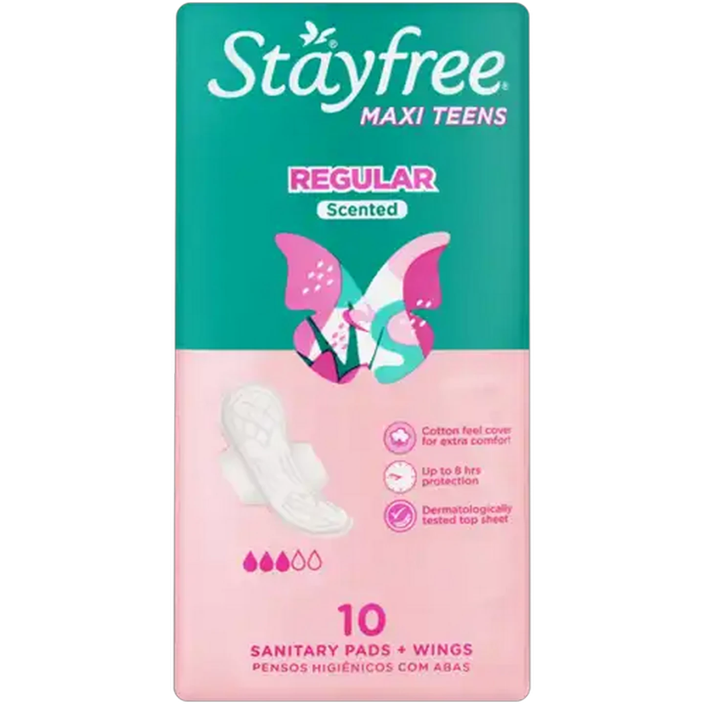 Image of Stayfree Maxi Teens Scented Sanitary Pads 10 Pack