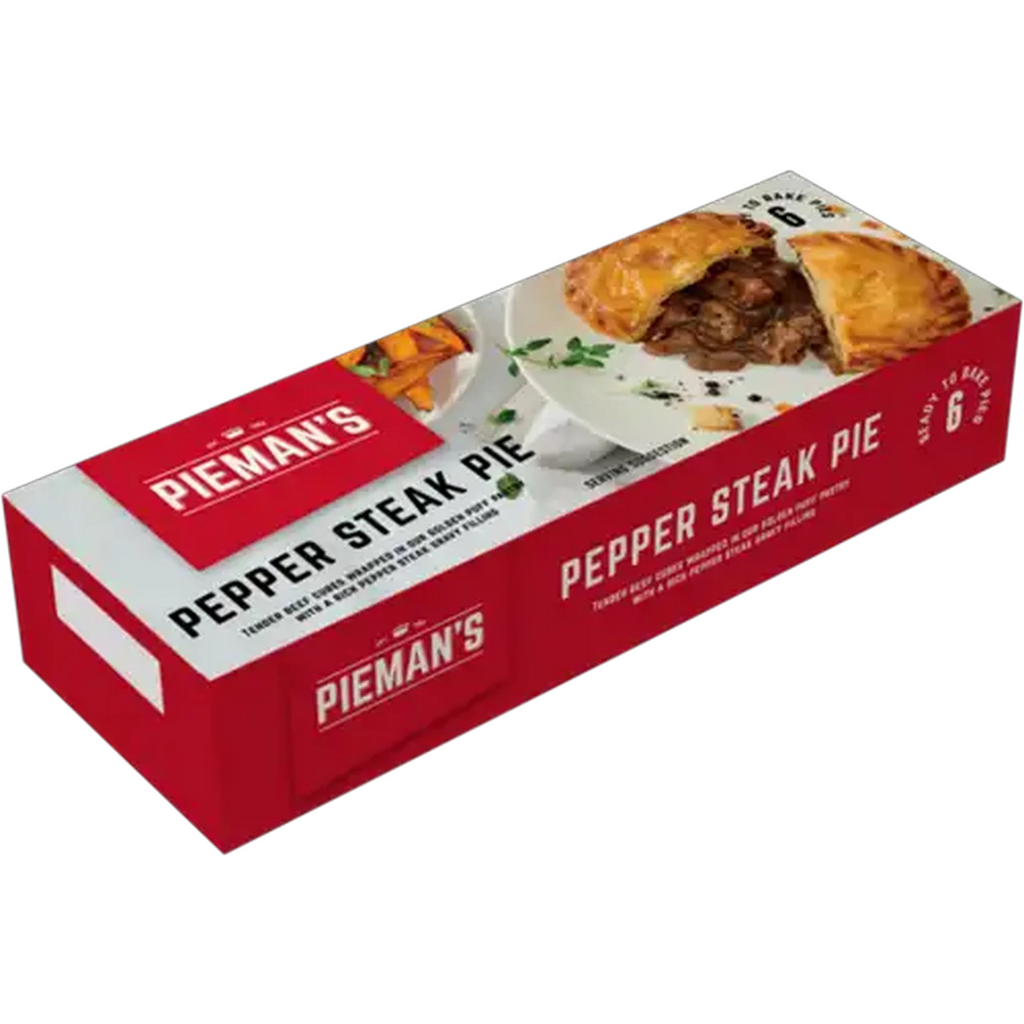 Image of PIEMAN’S Frozen Pepper Steak Pie 6 Pack