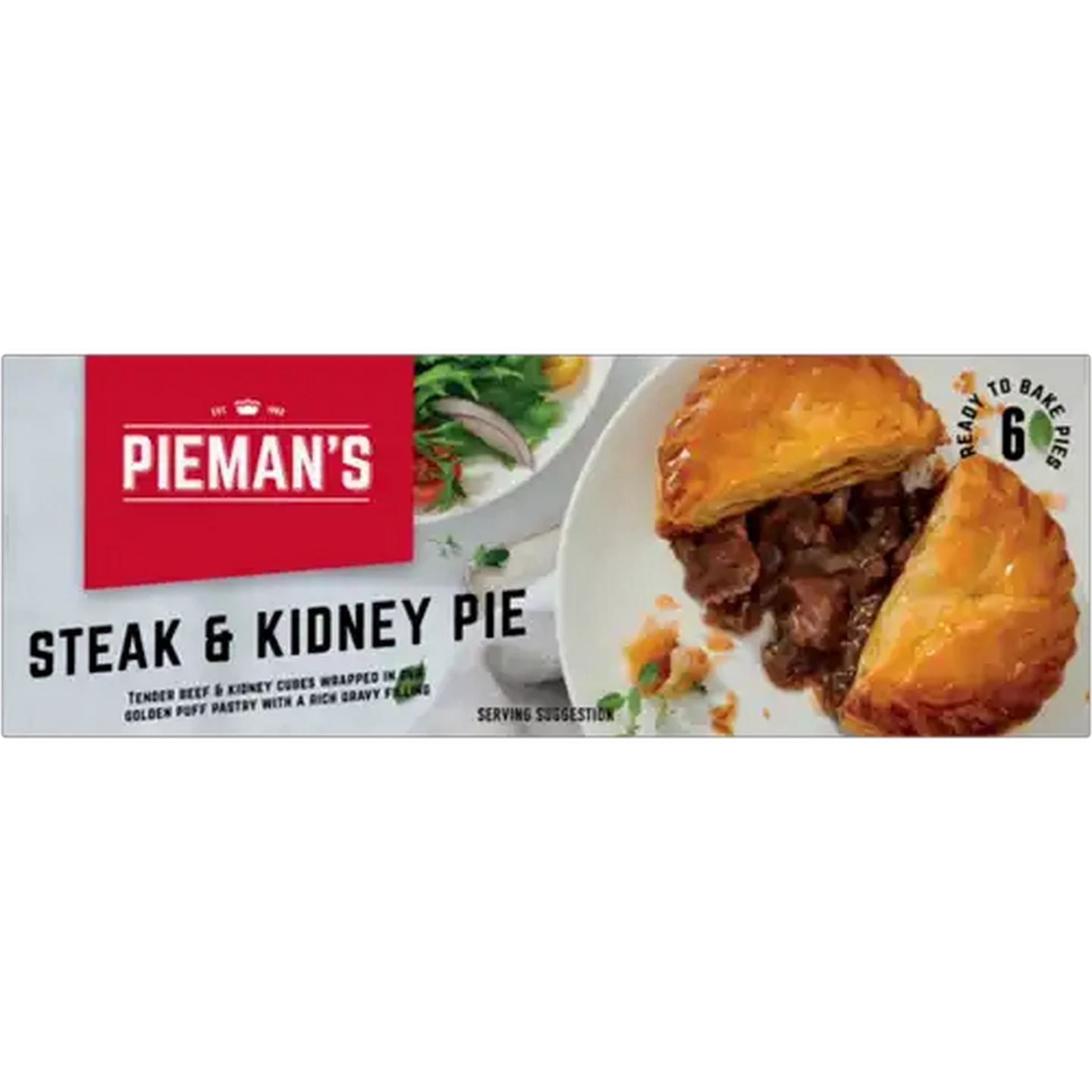 Image of PIEMAN’S Frozen Steak & Kidney Pie 6 Pack