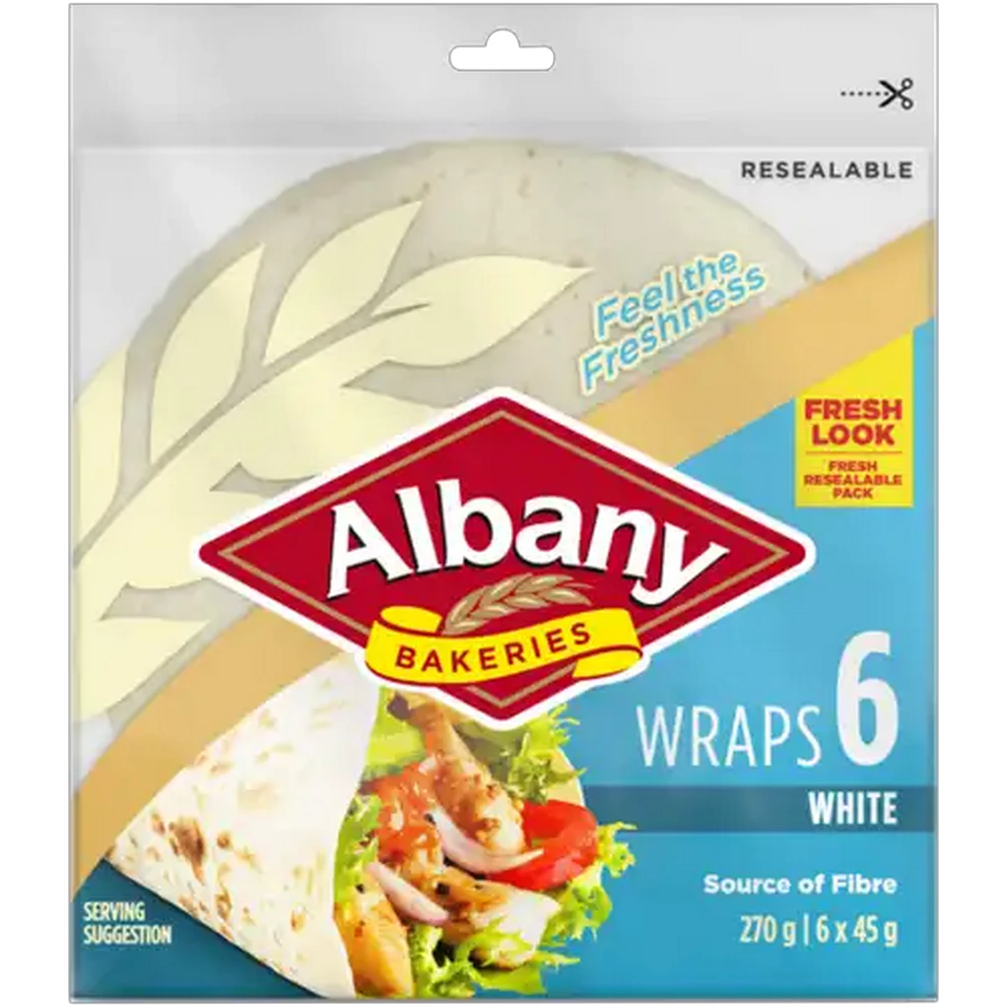 Image of Albany White (6x45g) White Wraps 6-Pack