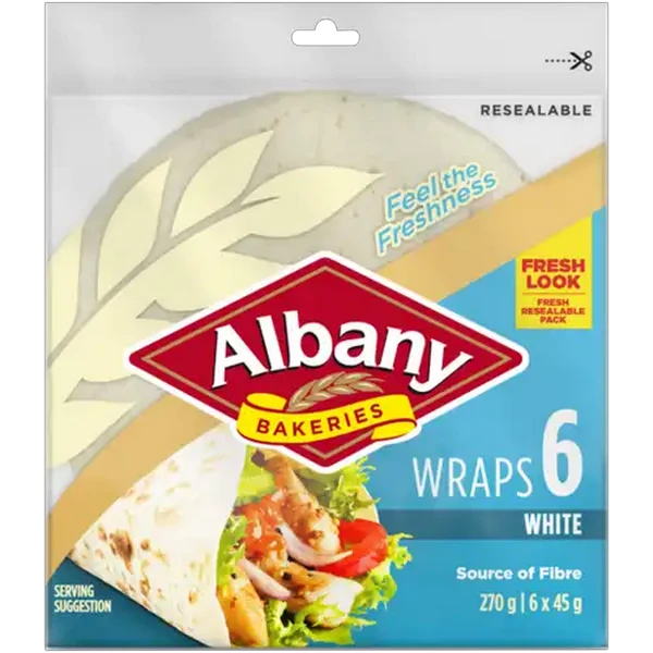 Albany White (6x45g) White Wraps 6-Pack