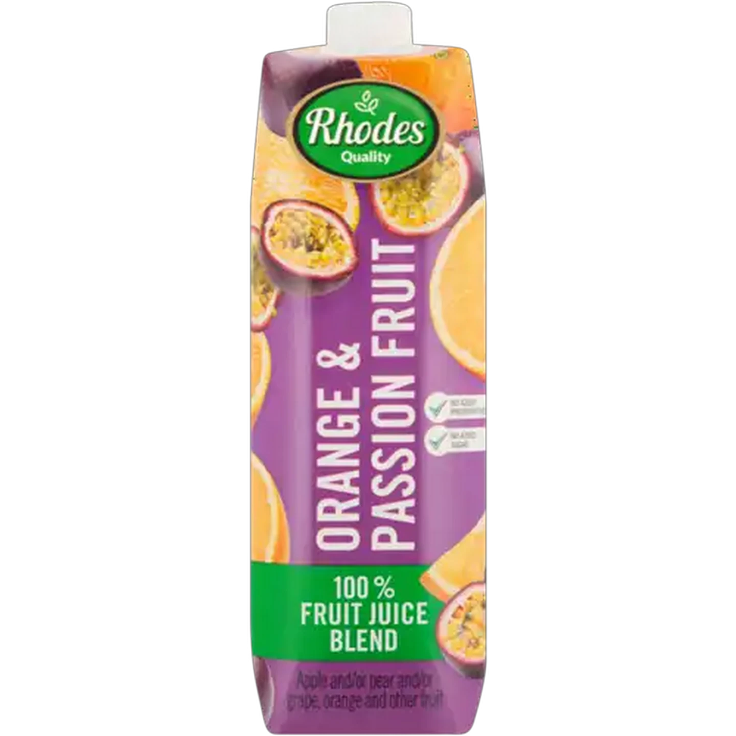 Image of Rhodes Quality Orange & Passion Fruit 100% Fruit Juice Blend 1L