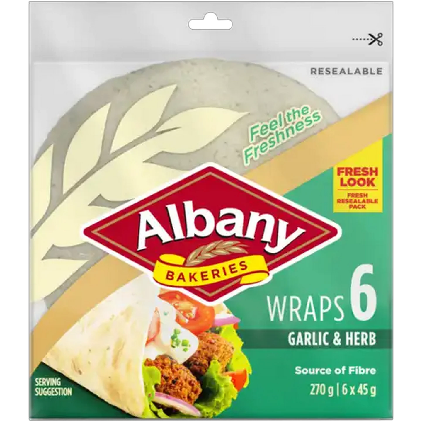 Image of Albany Garlic & Herb (6x45g) Garlic & Herb Wraps 6-Pack
