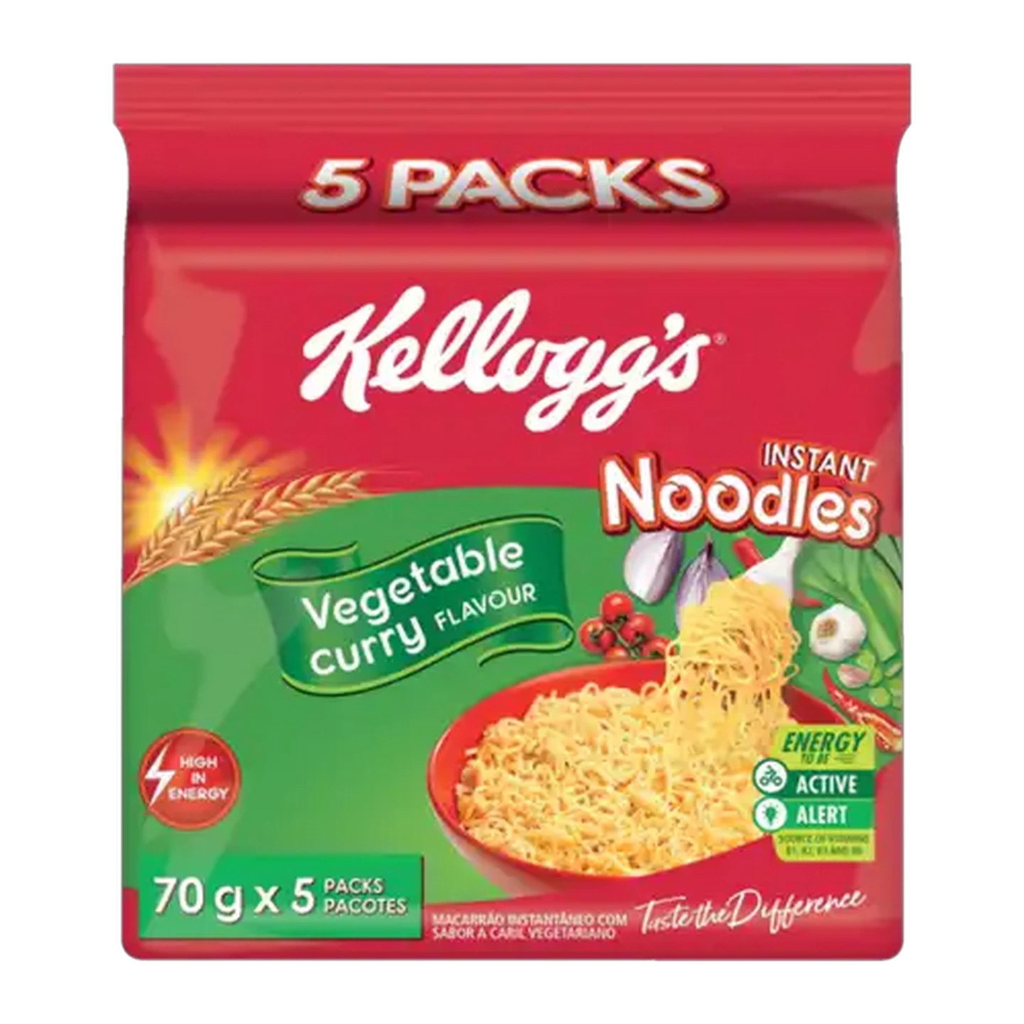 Image of Kellogg's Vegetable Curry Flavoured Instant Noodles 5 x 70g