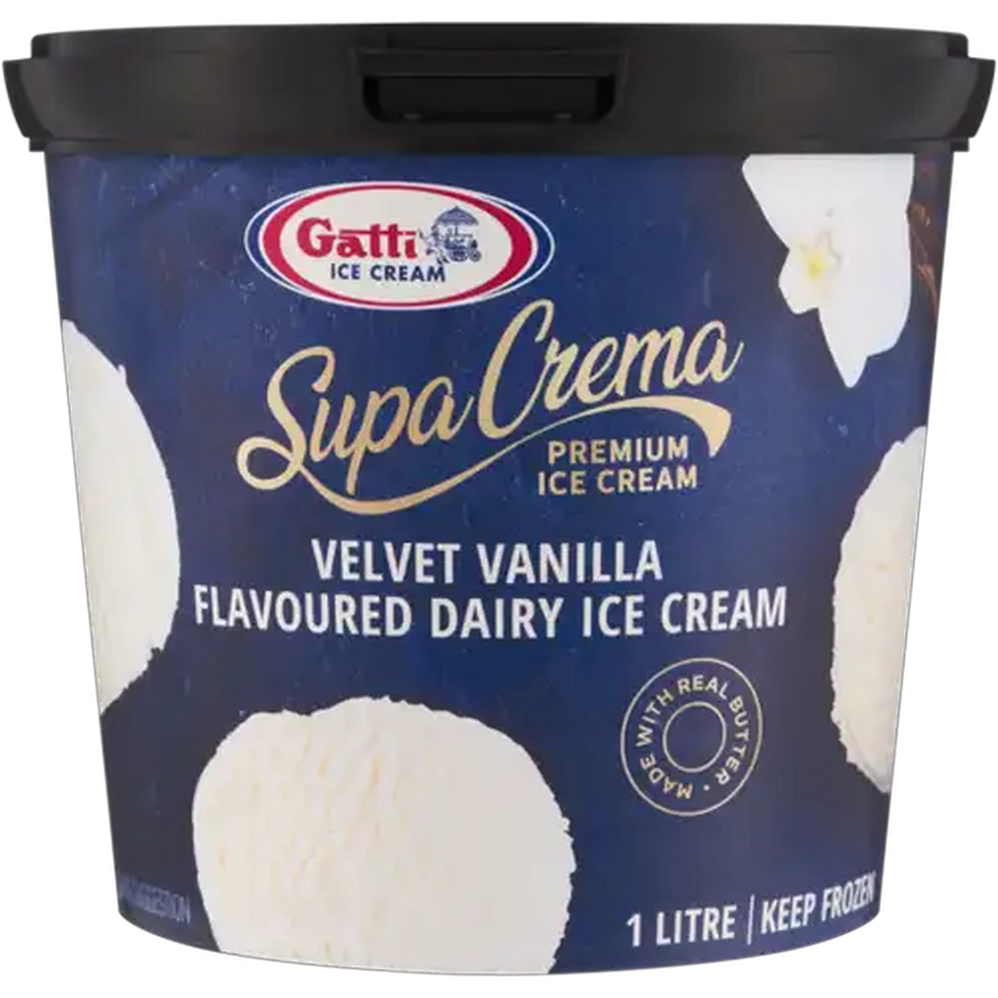 Image of Gatti Ice Cream Supa Crema Velvet Vanilla Premium Dairy Ice Cream 1L