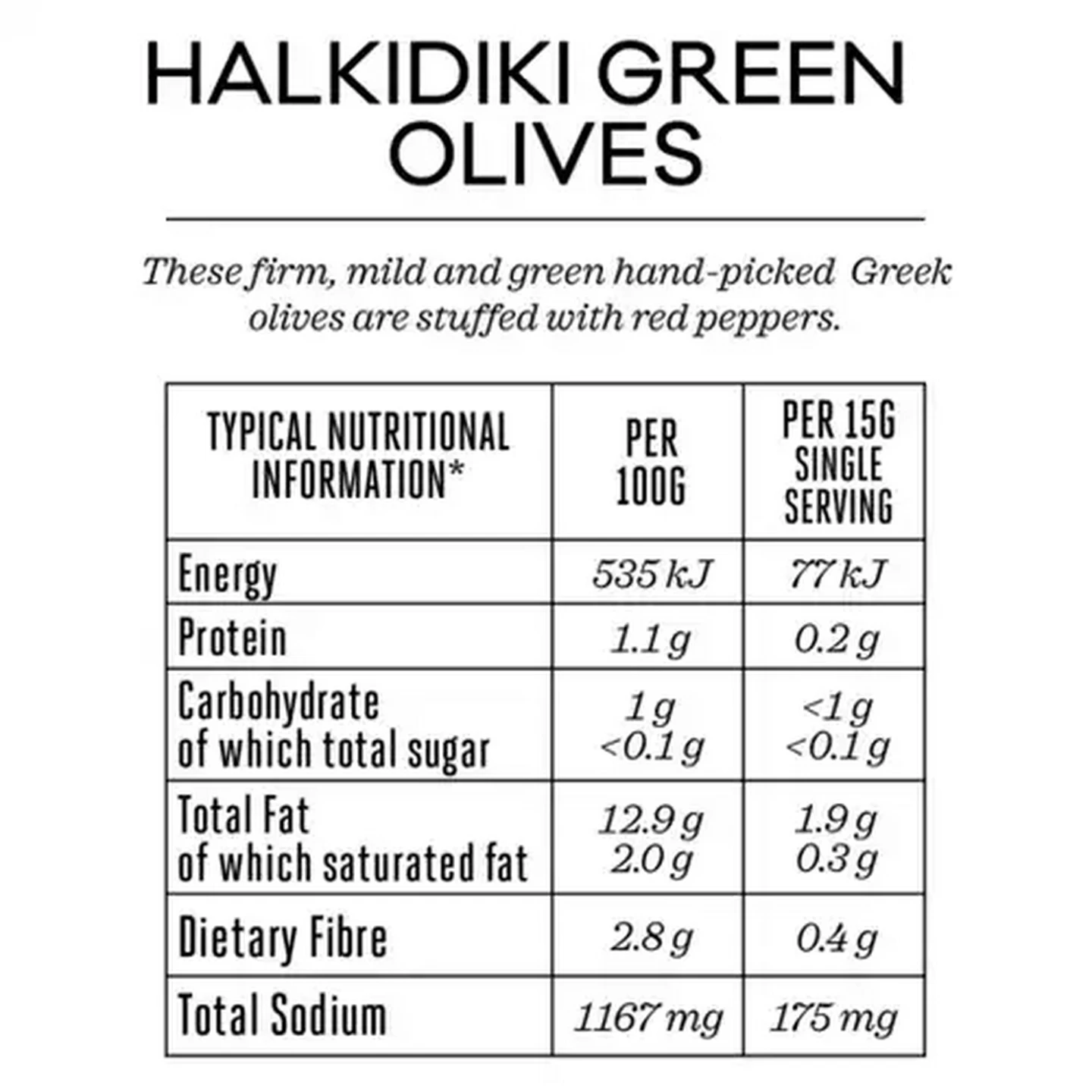 Image of Forage And Feast Red Pepper Stuffed Halkidiki Green Olives 300g