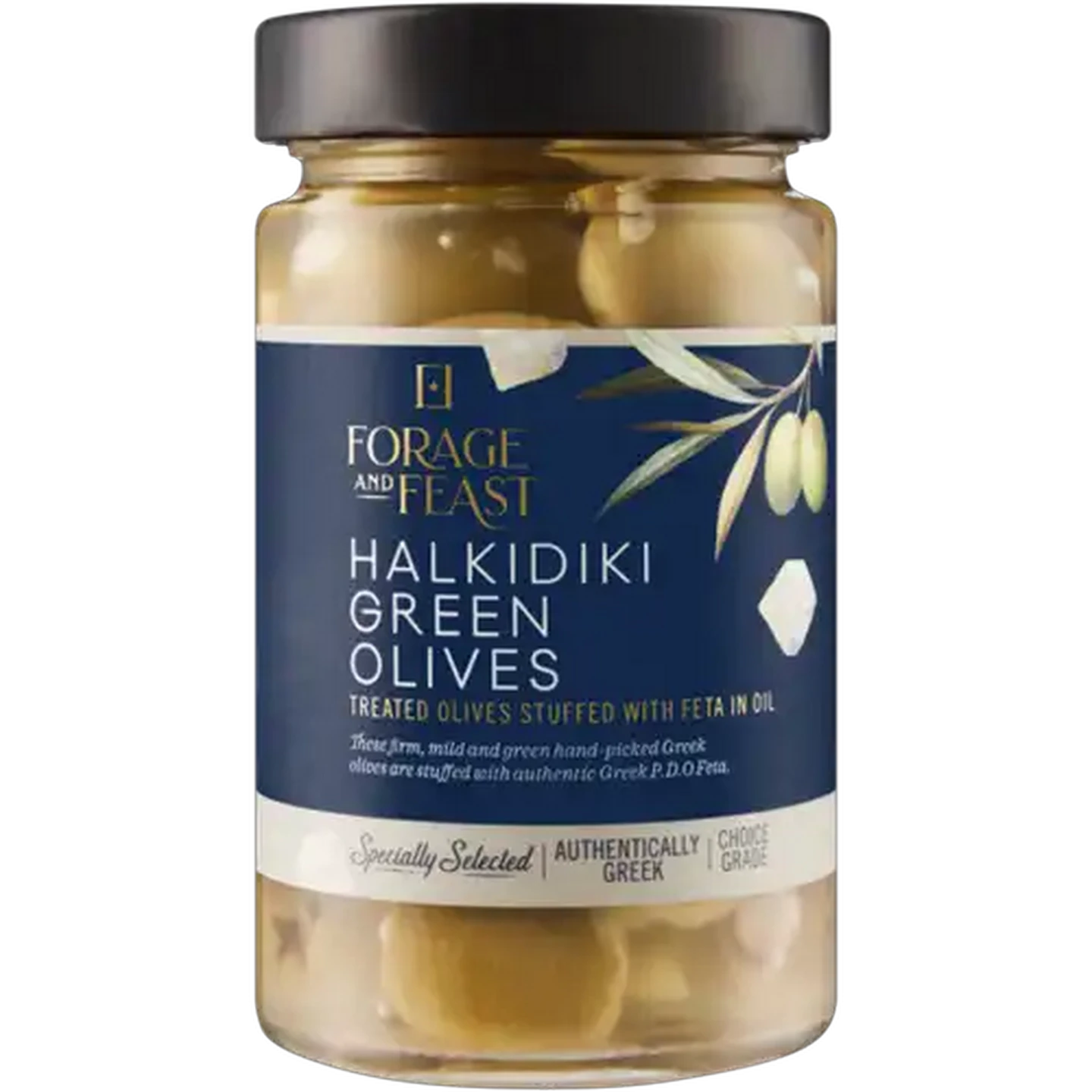 Image of Forage And Feast Feta Stuffed Halkidiki Green Olives 290g