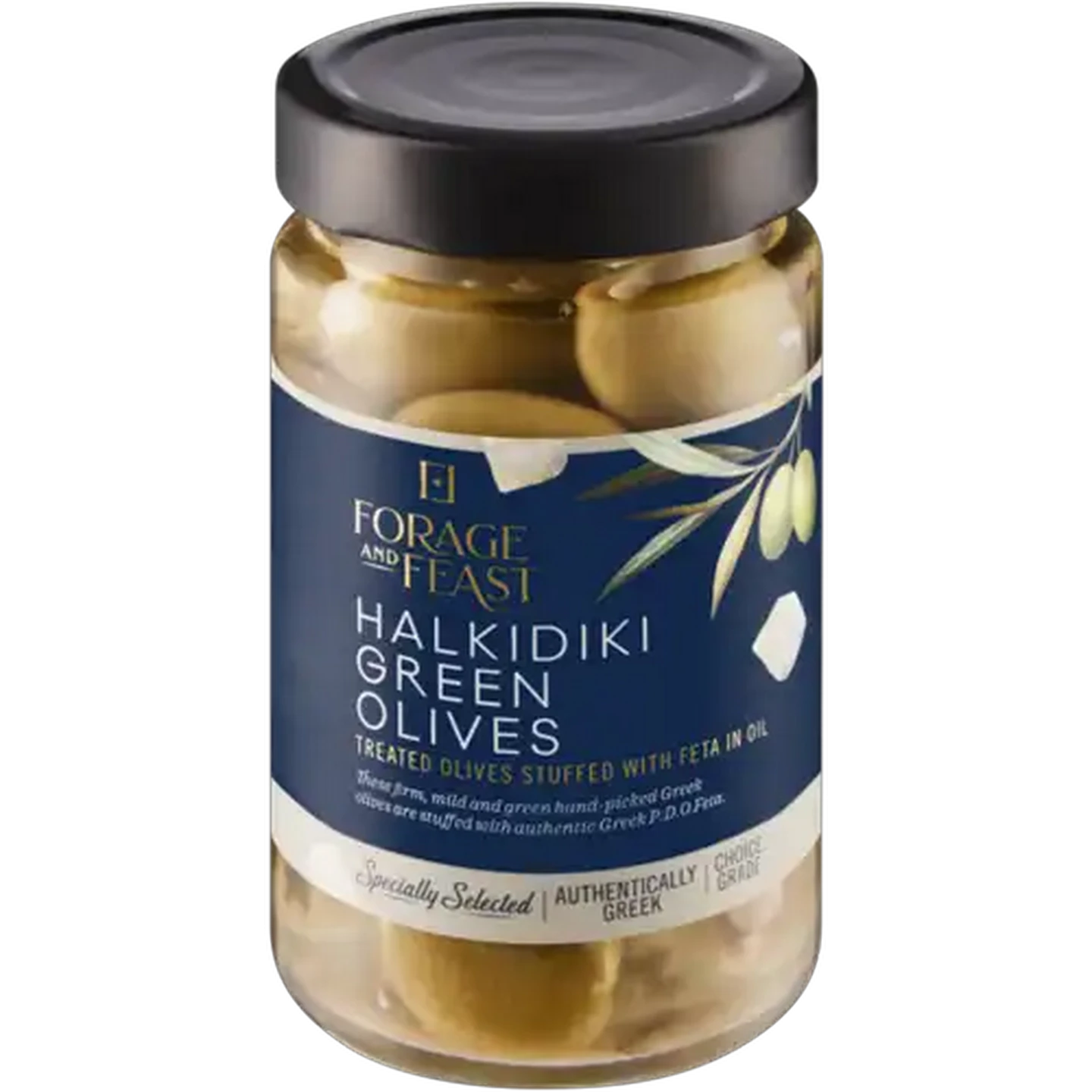 Image of Forage And Feast Feta Stuffed Halkidiki Green Olives 290g