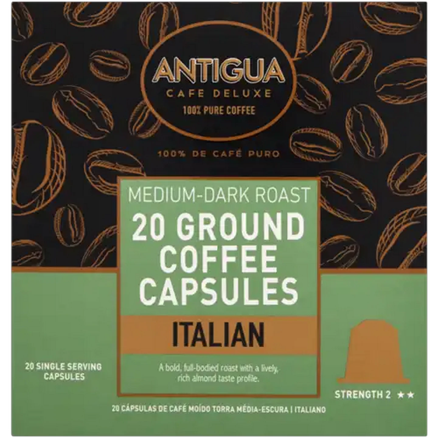 Image of Antigua Italian Ground Coffee Capsules 20 Pack