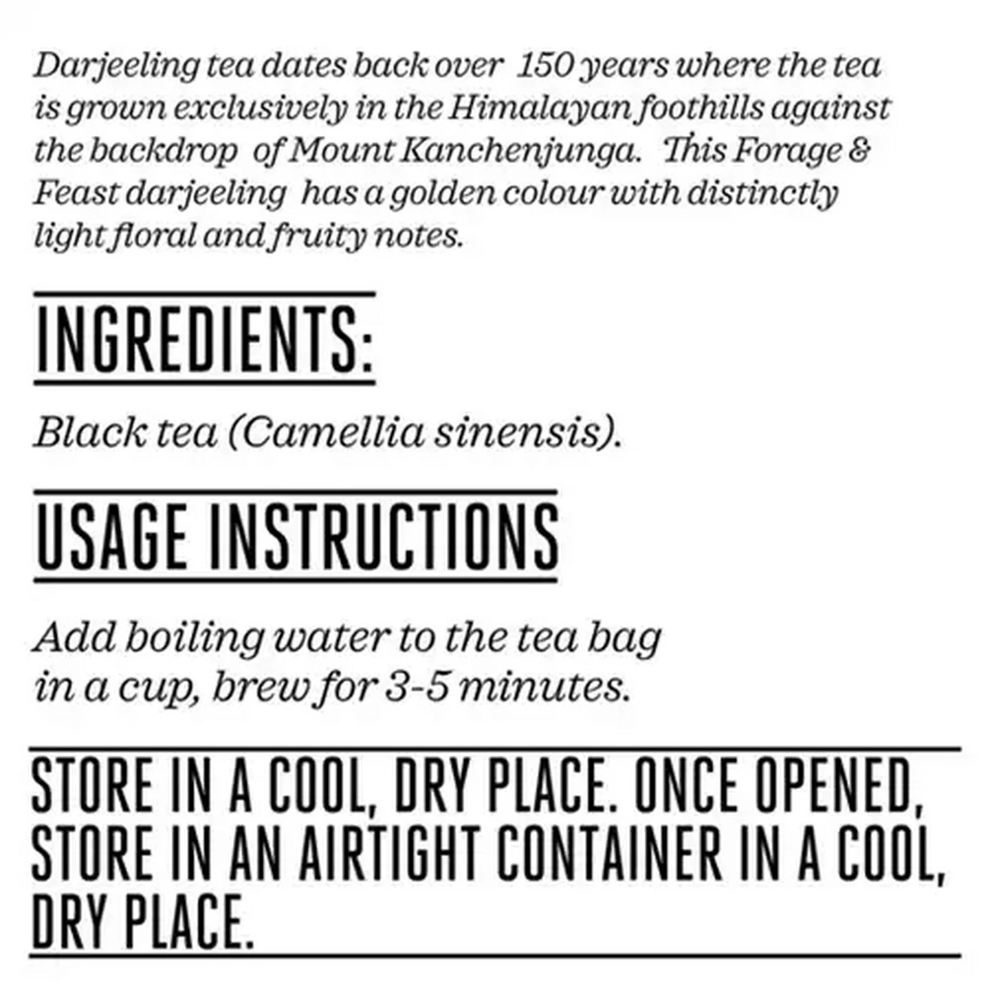Image of Forage And Feast Darjeeling Tagless Teabags 20 Pack