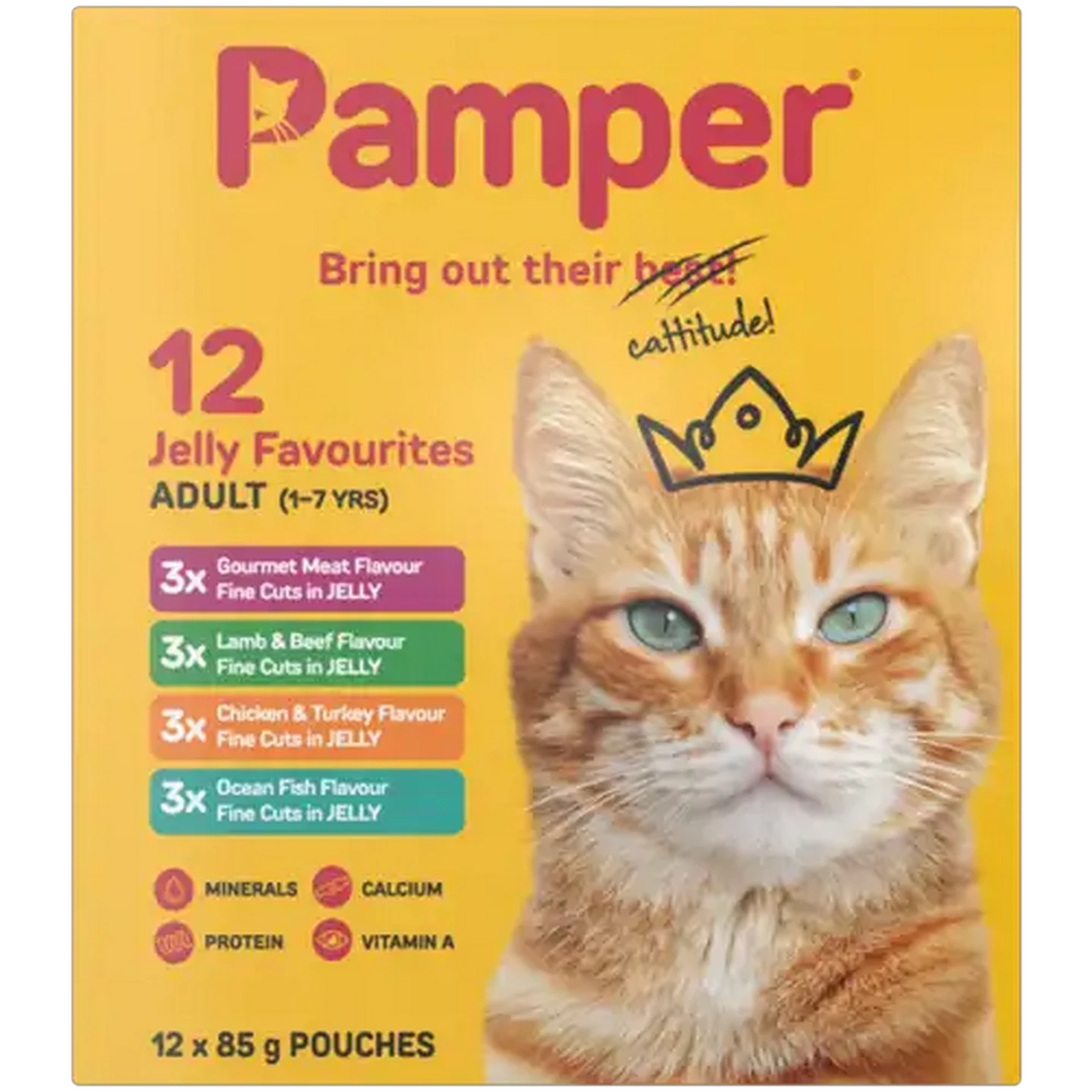 Image of Pamper Fine Cuts Assorted Jelly Favourites Cat Food 12 x 85g