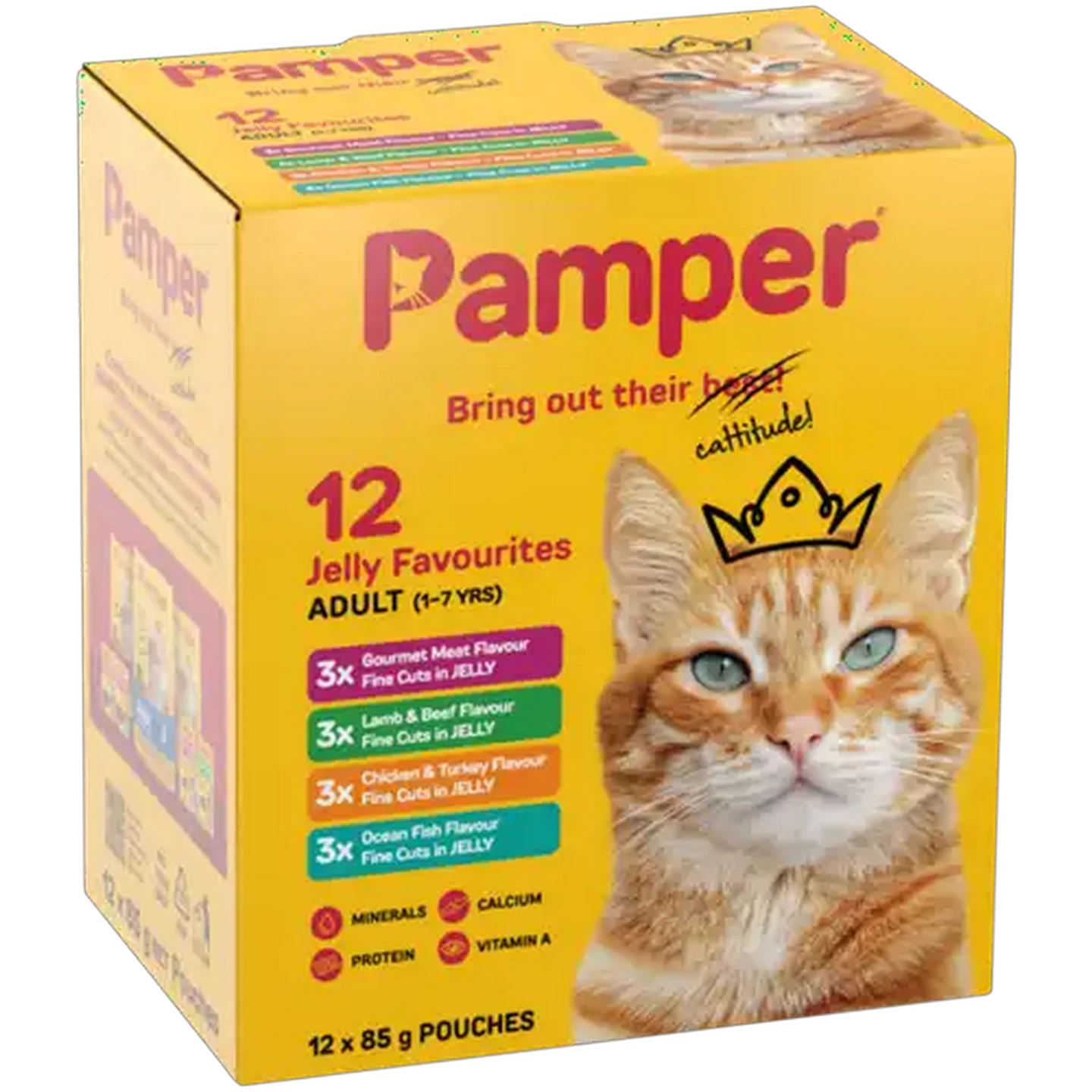 Image of Pamper Fine Cuts Assorted Jelly Favourites Cat Food 12 x 85g