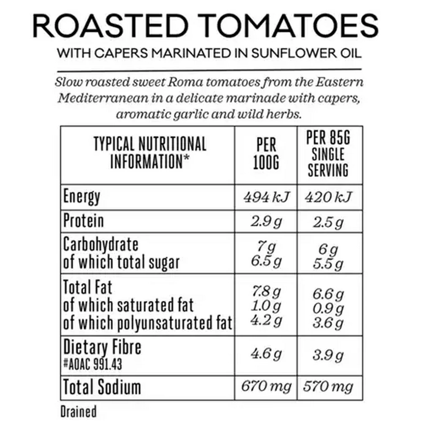 Image of Forage And Feast Roasted Tomatoes with Capers 190g