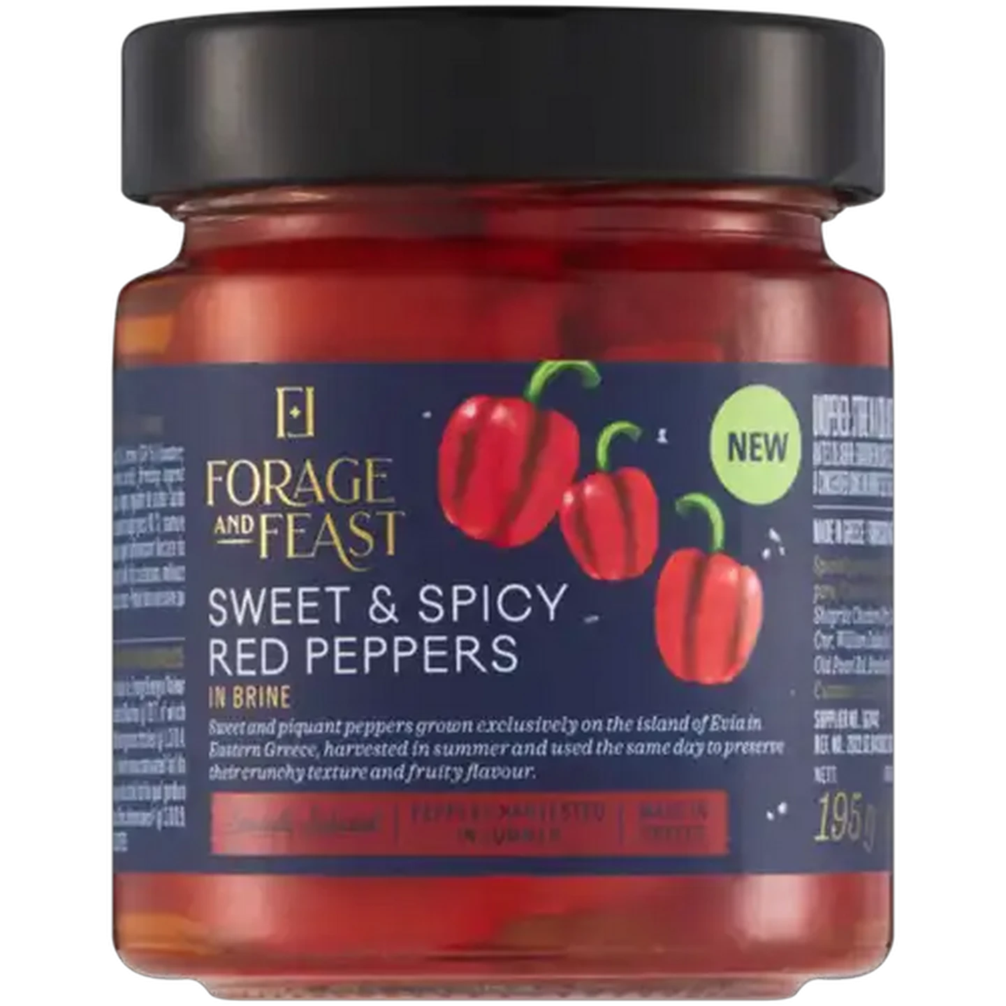 Image of Forage And Feast Sweet & Spicy Red Peppers in Brine 195g