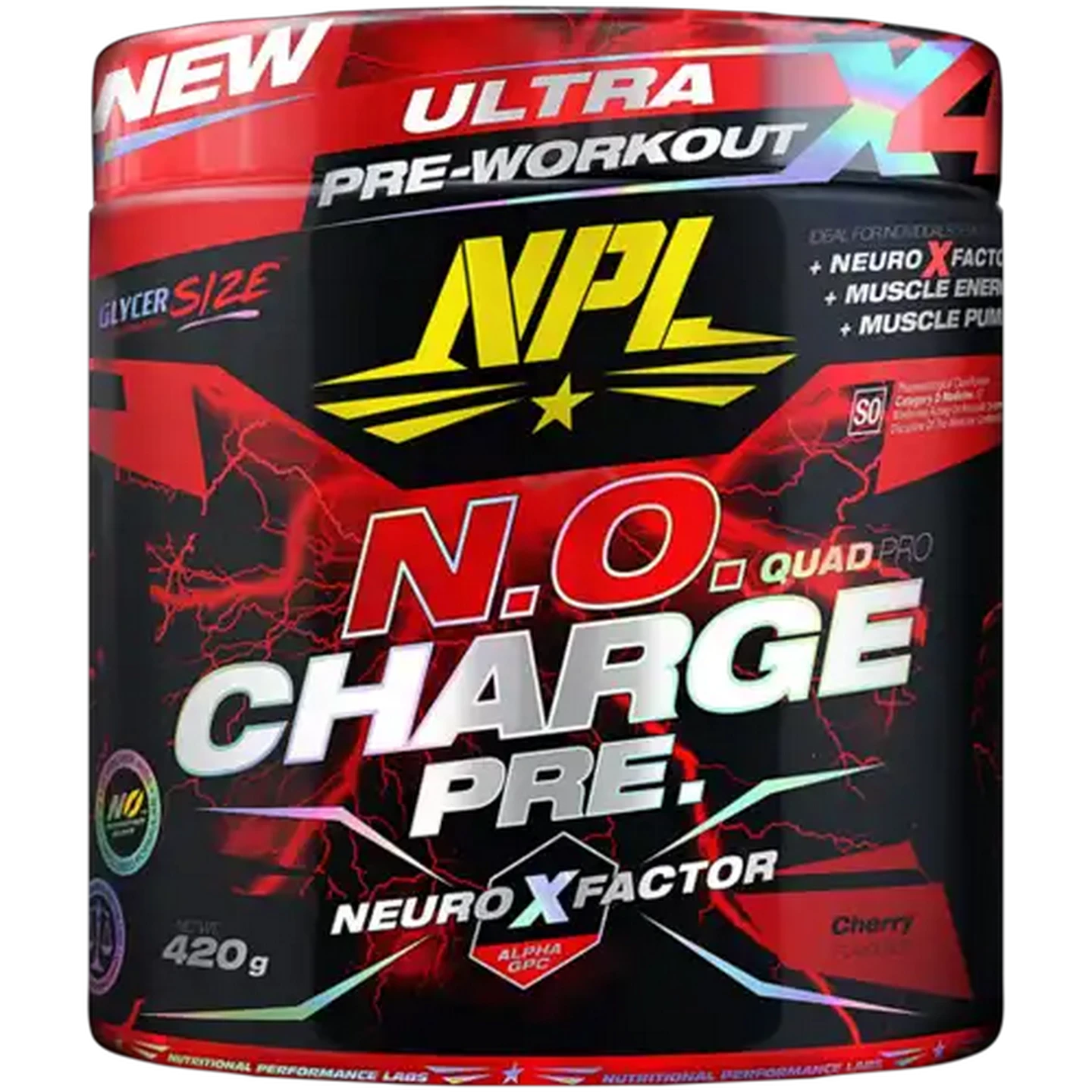 Image of NPL N.O Charge Cherry Flavoured Ultra Pre-Workout 420g
