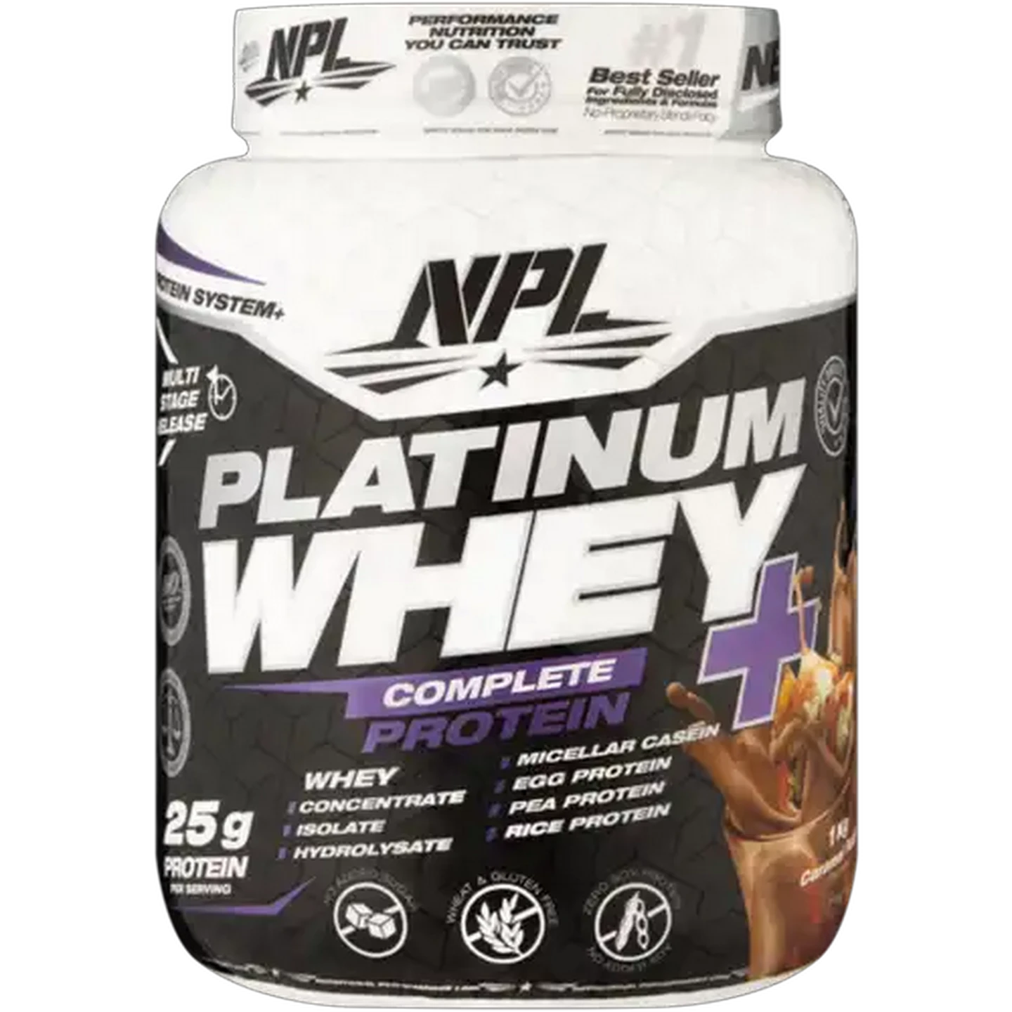 Image of NPL Platinum Caramel Fudge Flavoured Whey+ 1kg