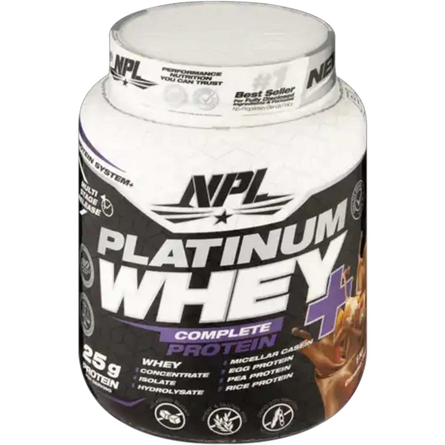 Image of NPL Platinum Caramel Fudge Flavoured Whey+ 1kg